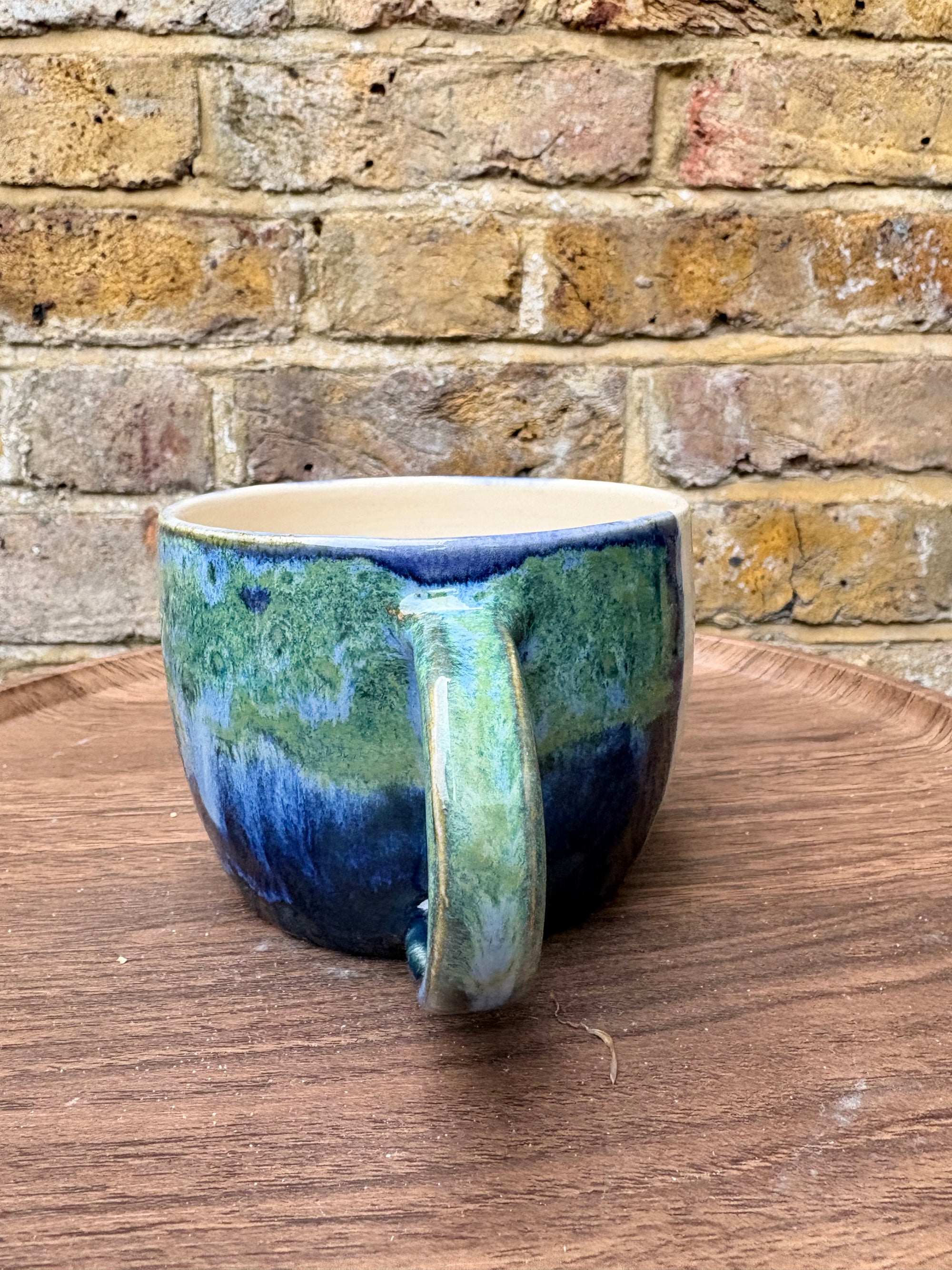“chuck it in the fuck it bucket" mug (blues/ greens)