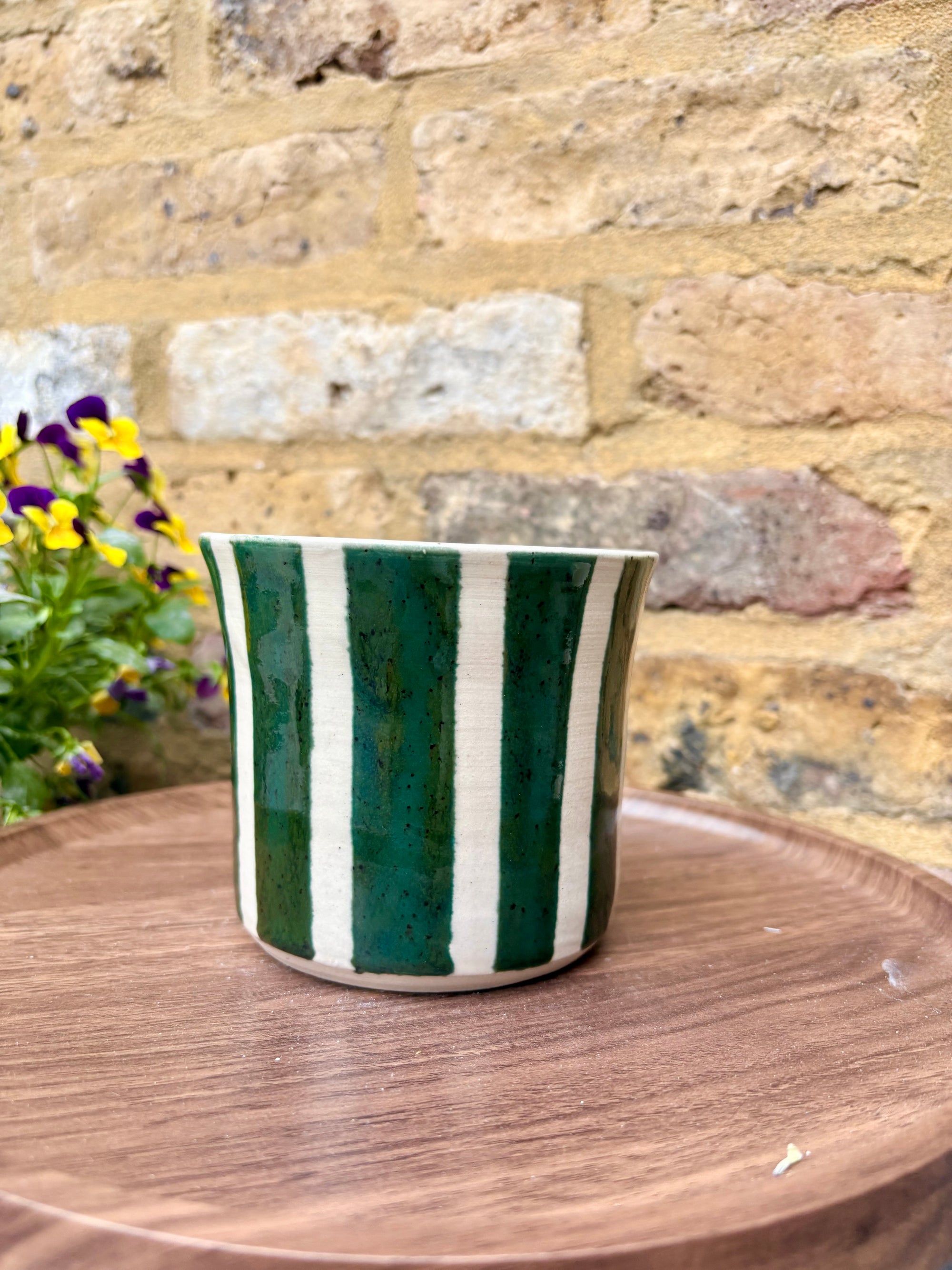 "random kitchen shit" utensil holder (green stripe)