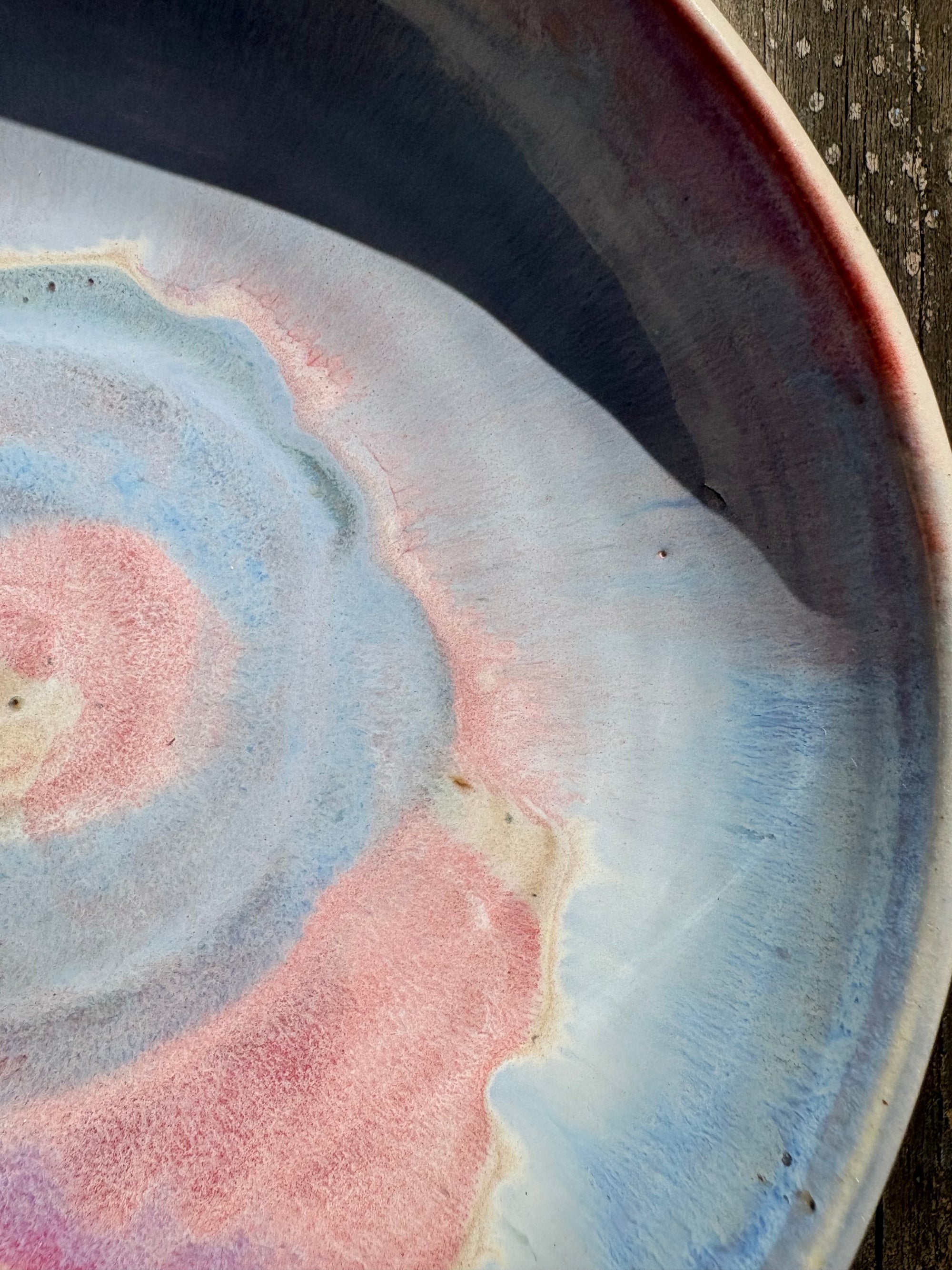 “eat, drink and fuck off by 9pm"  round salad/pasta bowl (pastels, cream clay)