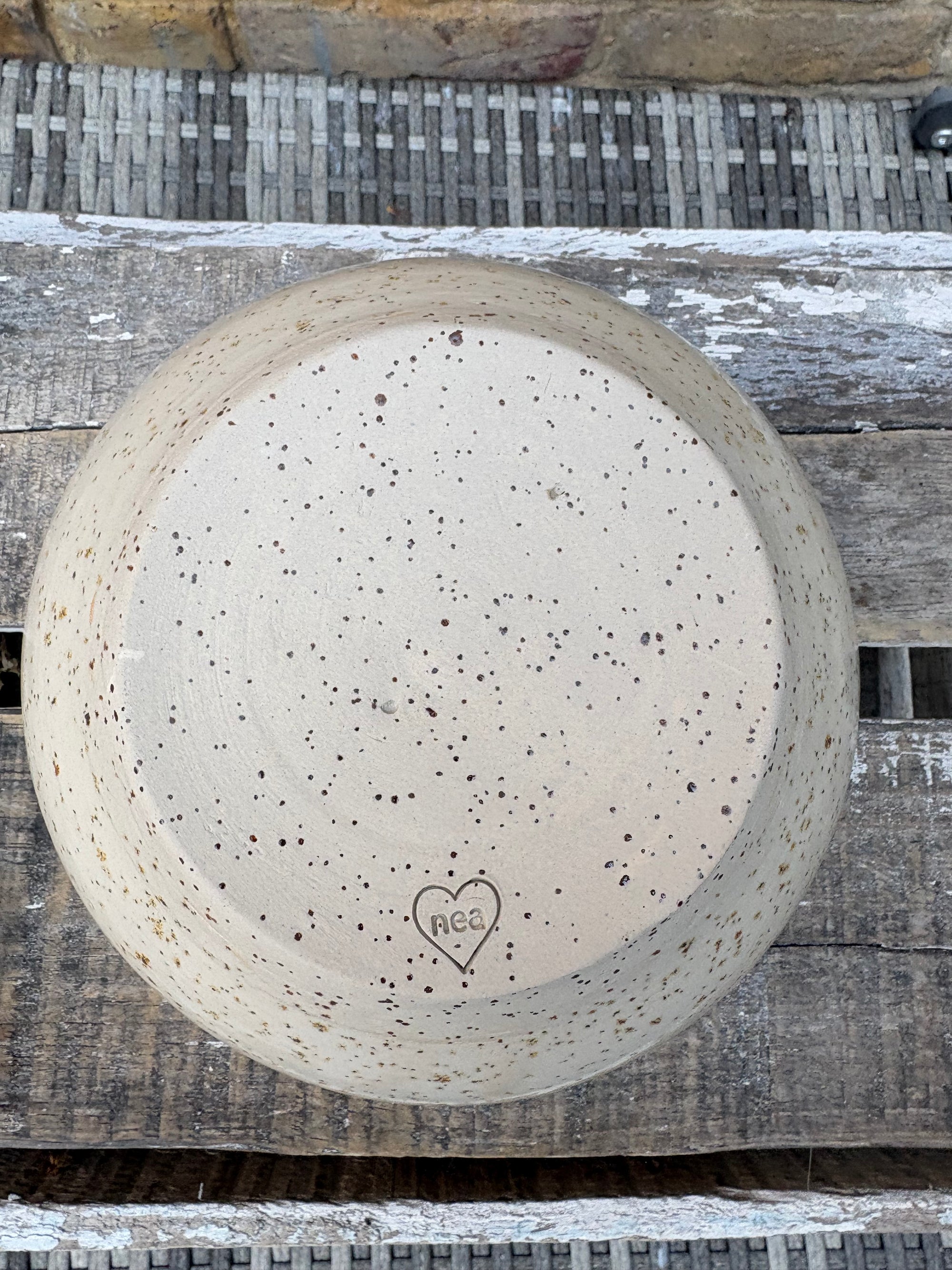 “eat, drink and fuck off by 9pm"  deep round salad/pasta bowl (lilac, flecked clay)