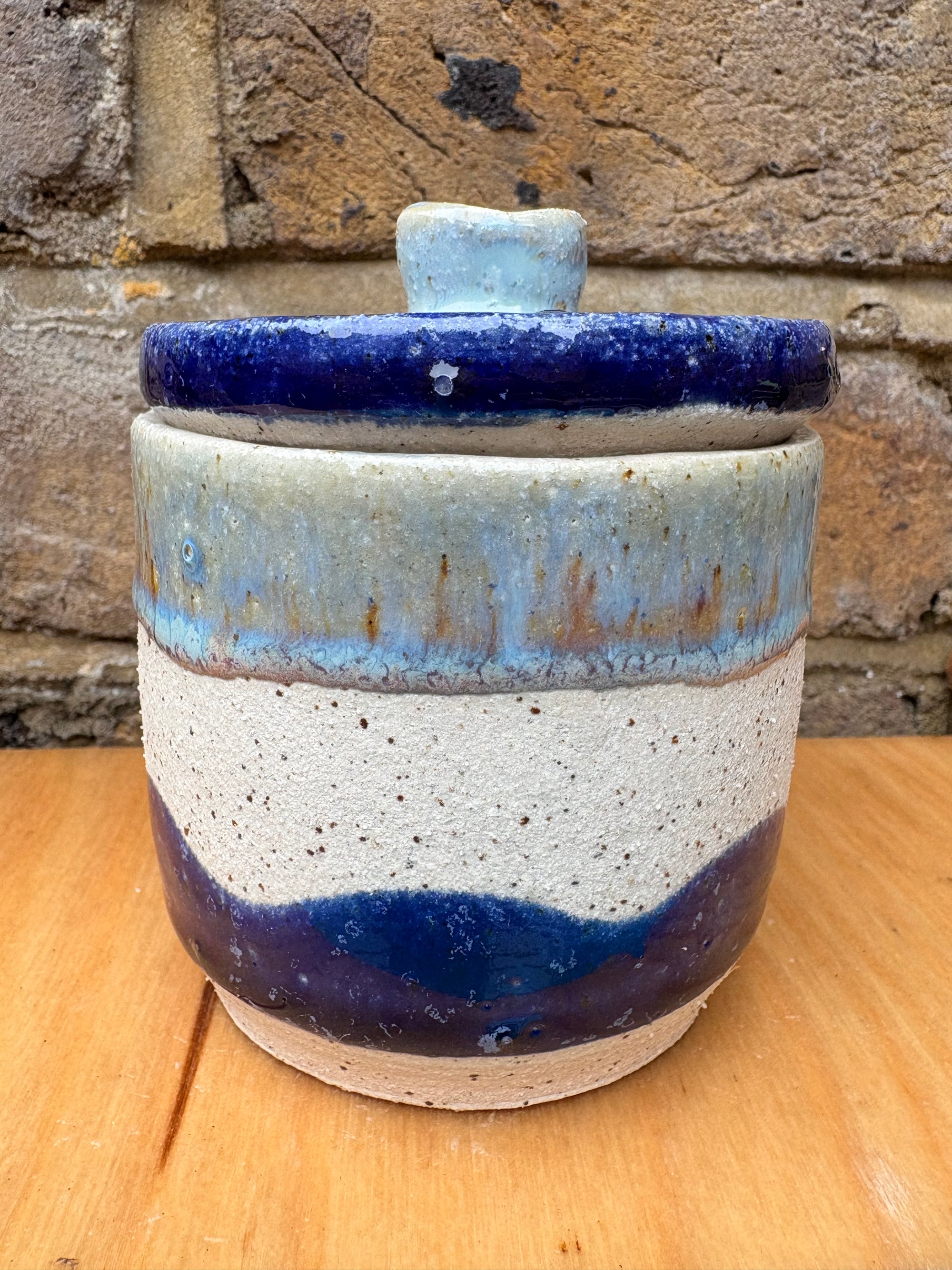 “stuff i should throw away" lidded pot (blue night sky)