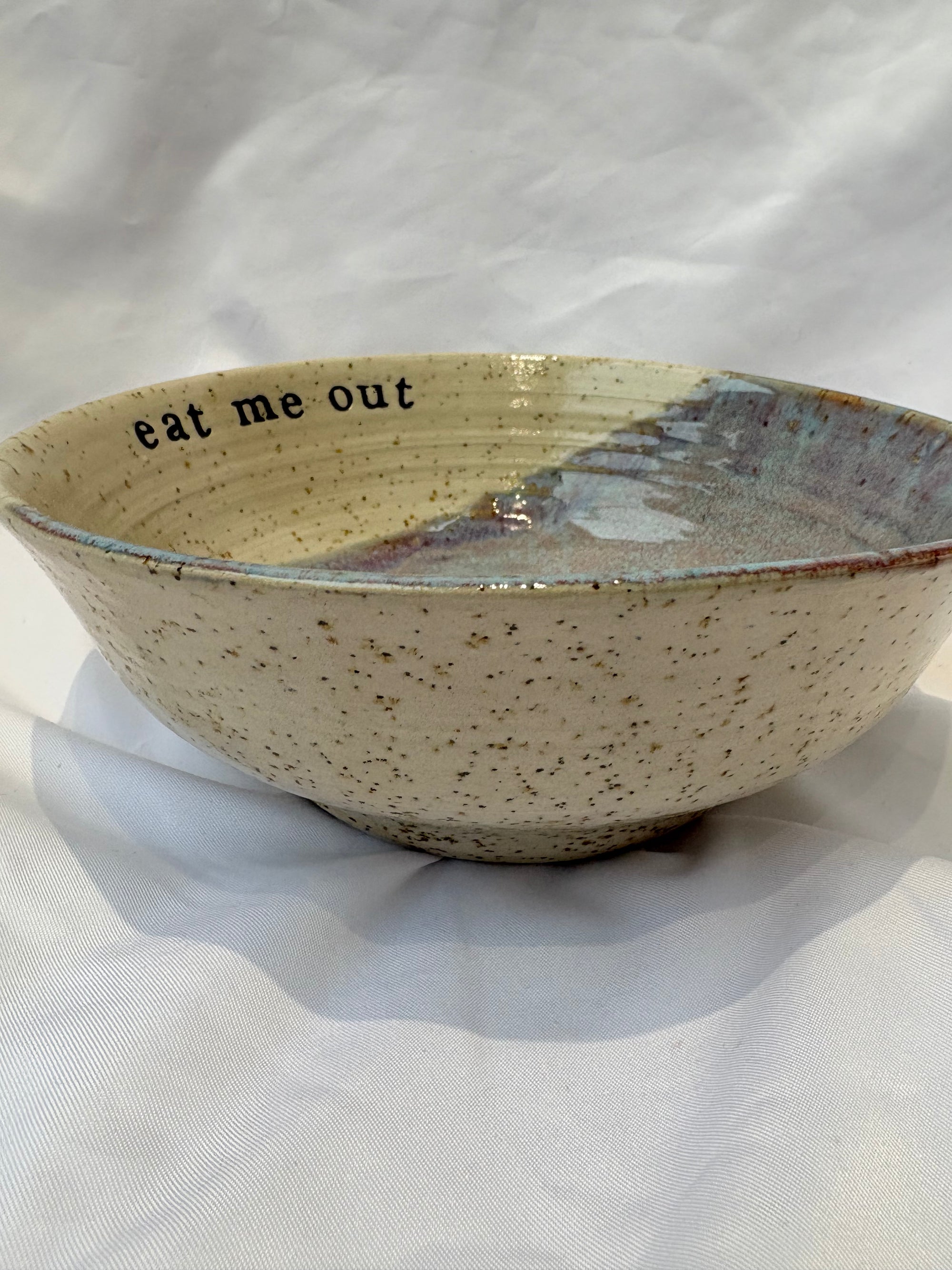 “eat me out" snack bowl (light blue sky)