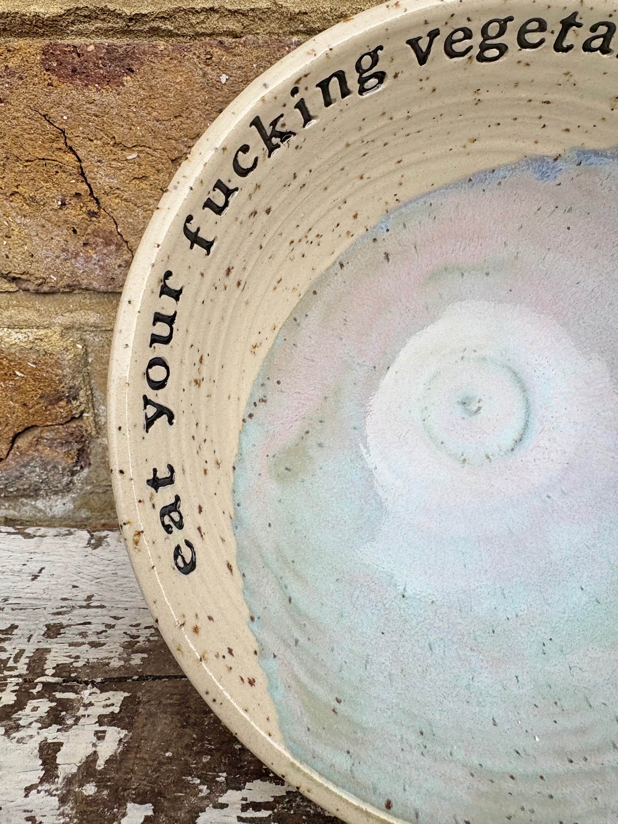 “eat your fucking vegetables" serving dish