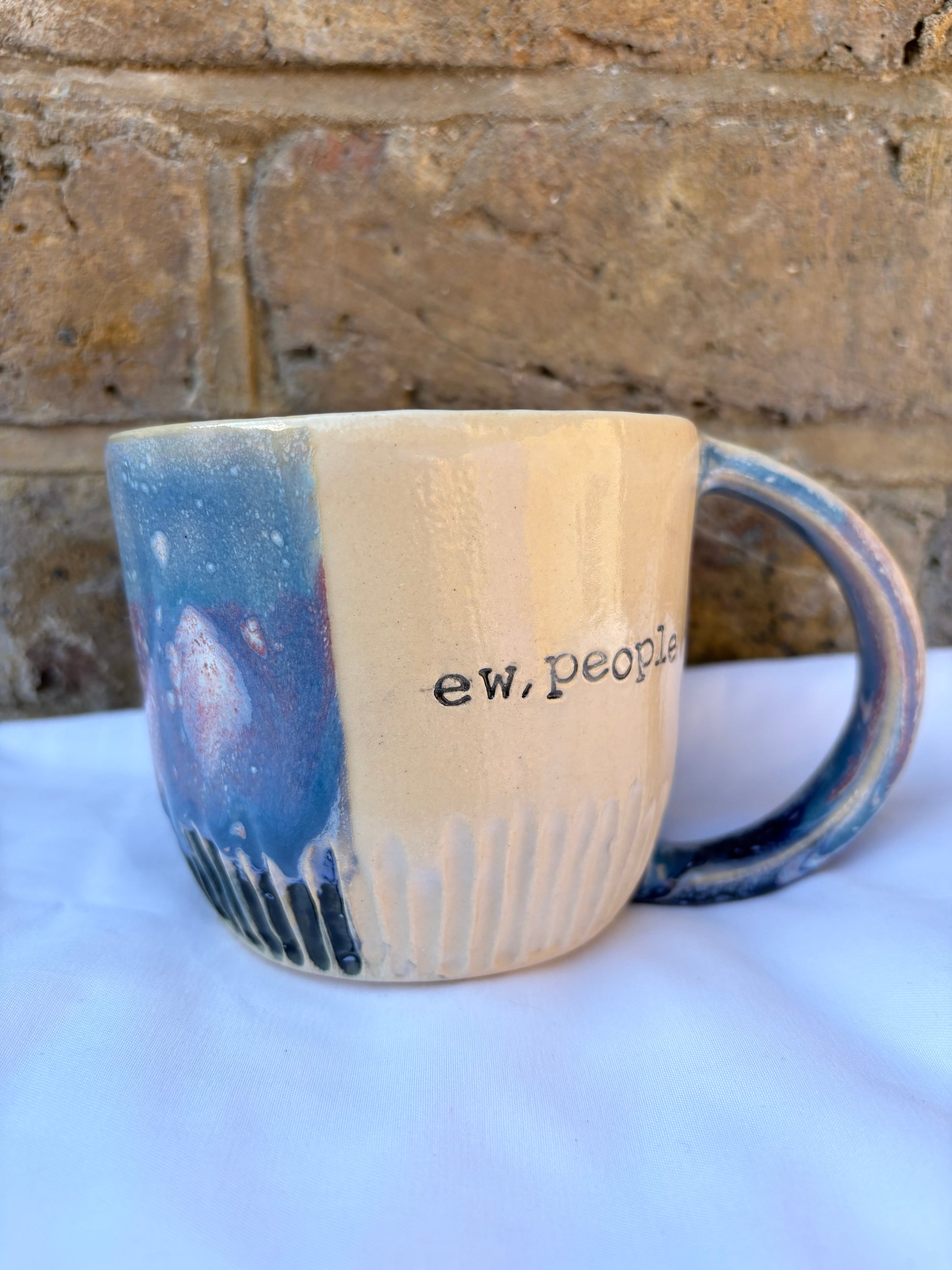 "ew, people" mug (Blue Night Sky)