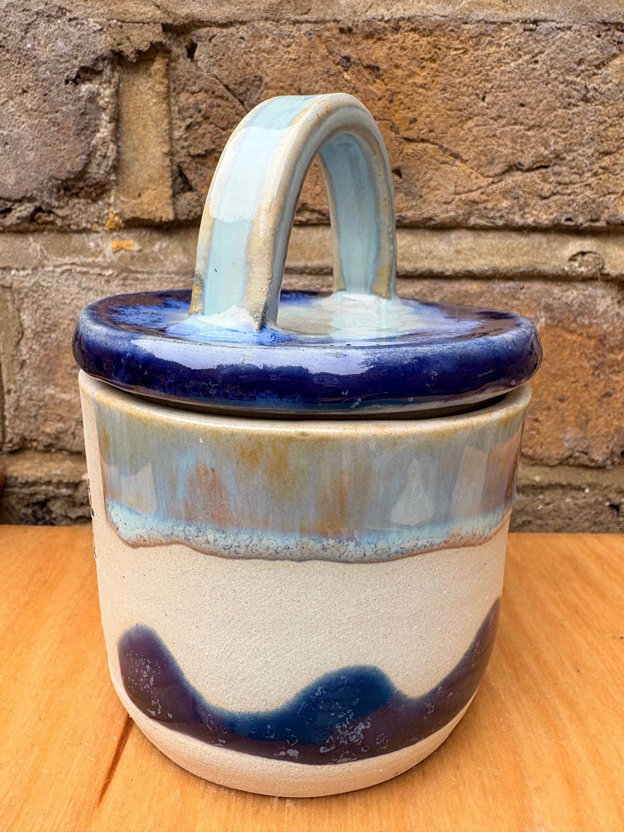 “stuff i should throw away" lidded pot (blue night sky)