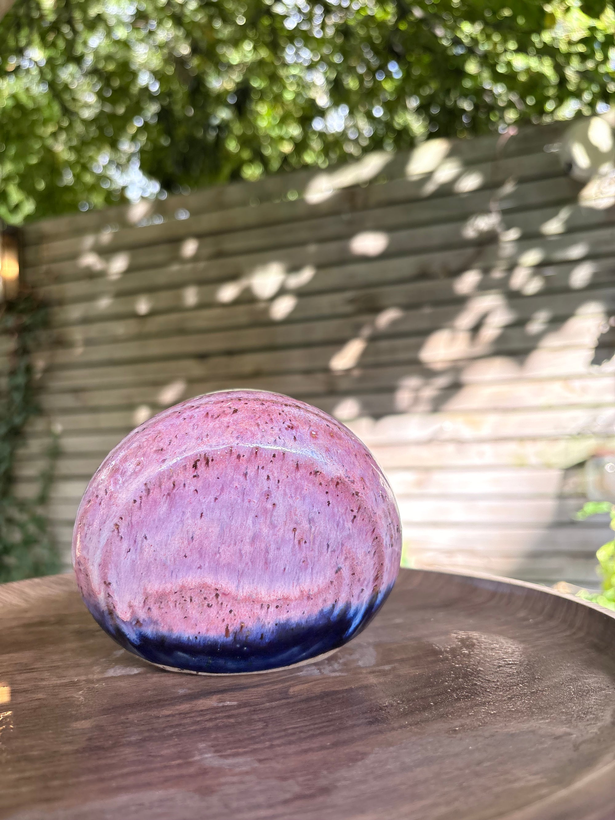 "salty bitch" salt pig (L, blue/pink, flecked clay)