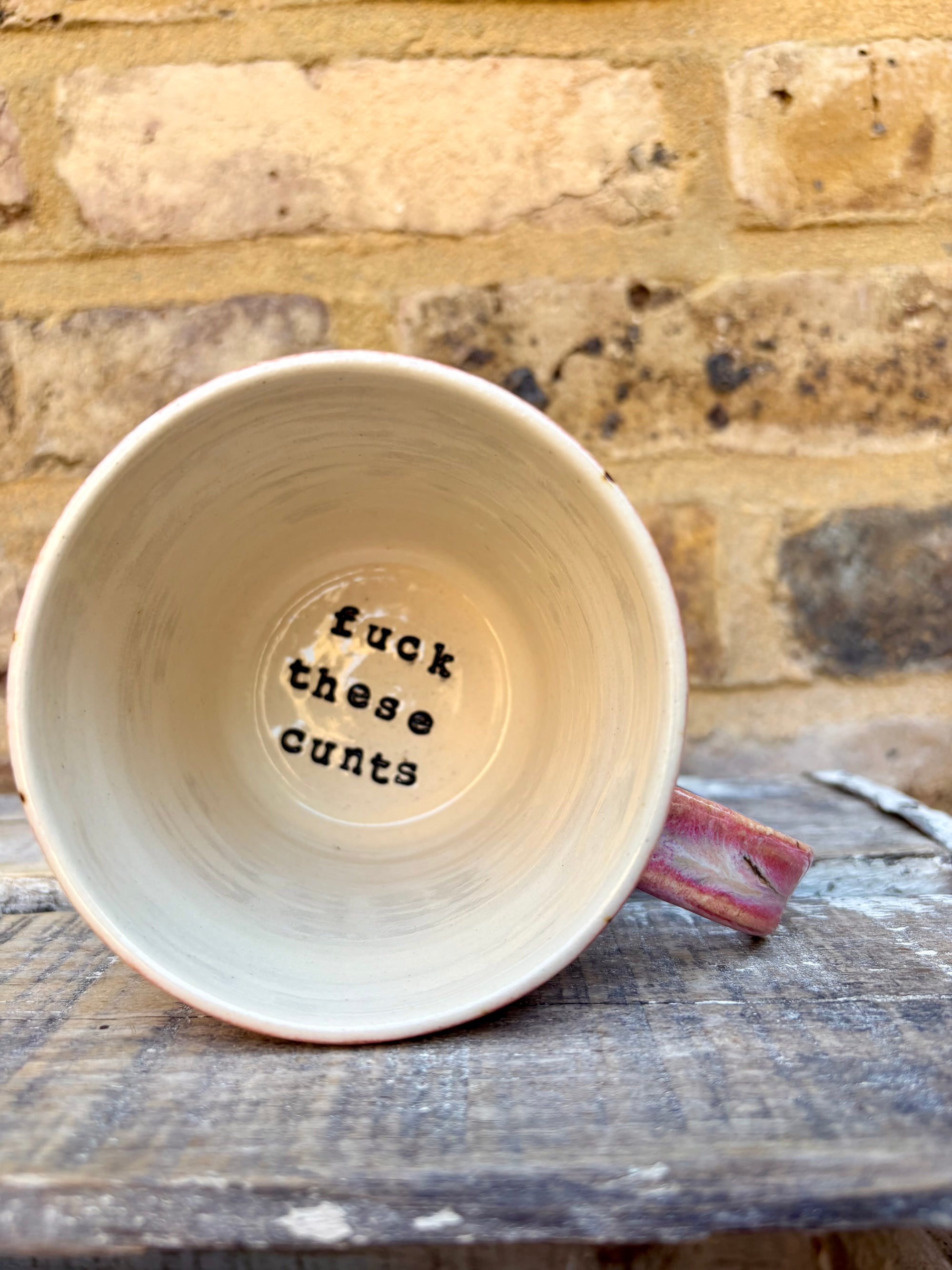 "fuck these cunts"  mug (pinks night sky)