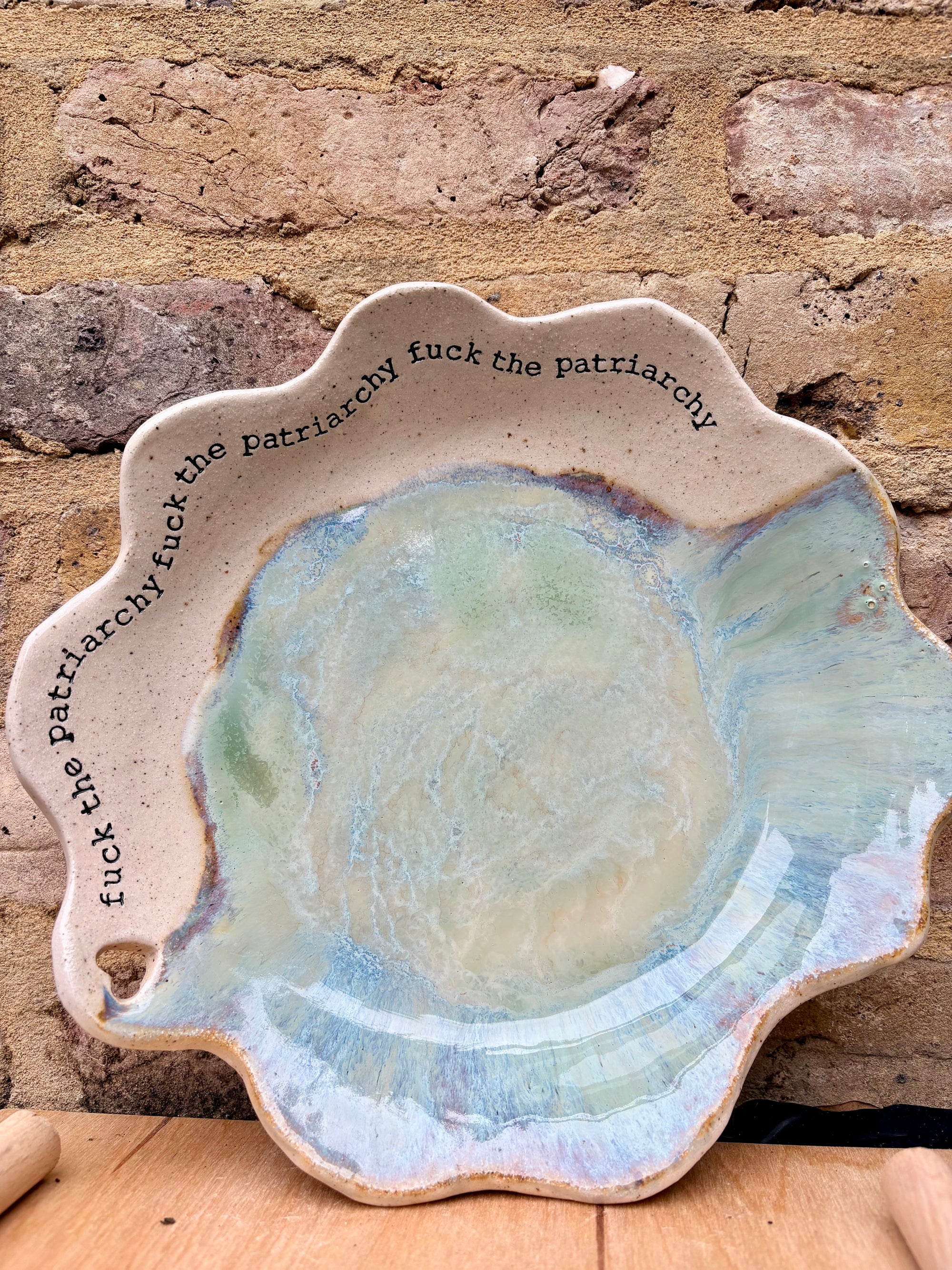 “fuck the patriarchy" large fruit bowl/dish