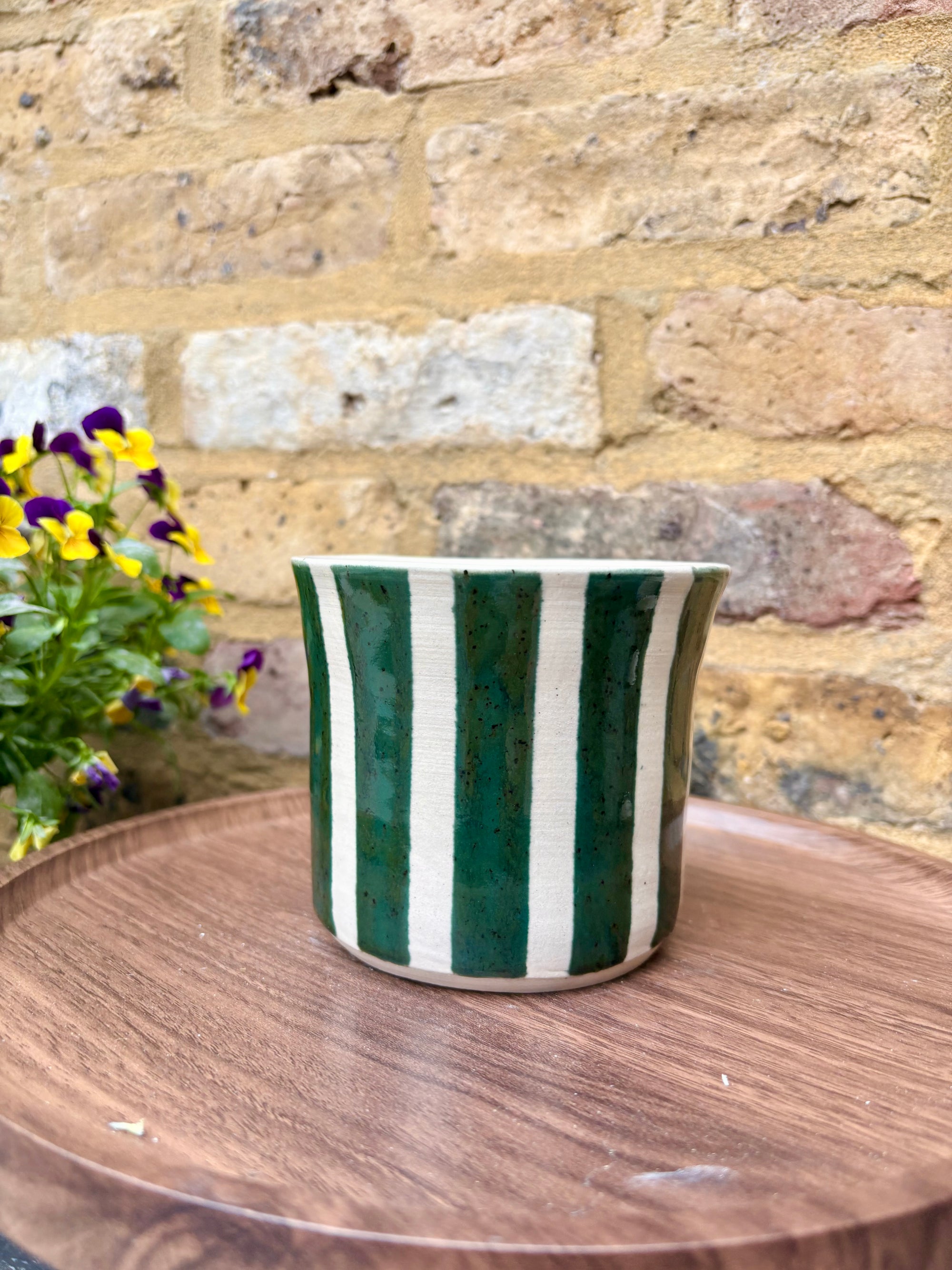 "random kitchen shit" utensil holder (green stripe)