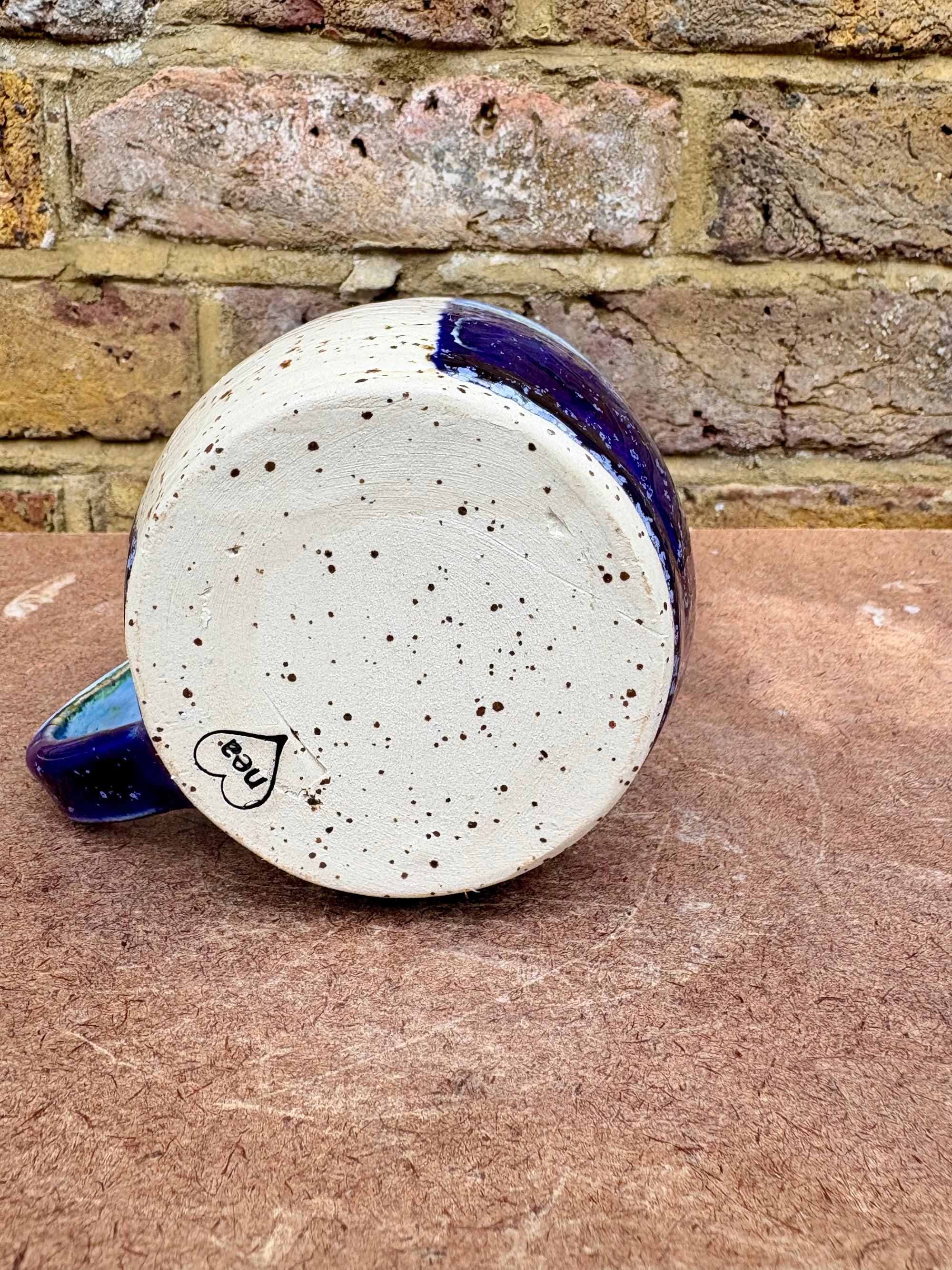 "shhh" mug (Blue and Green Speckle)