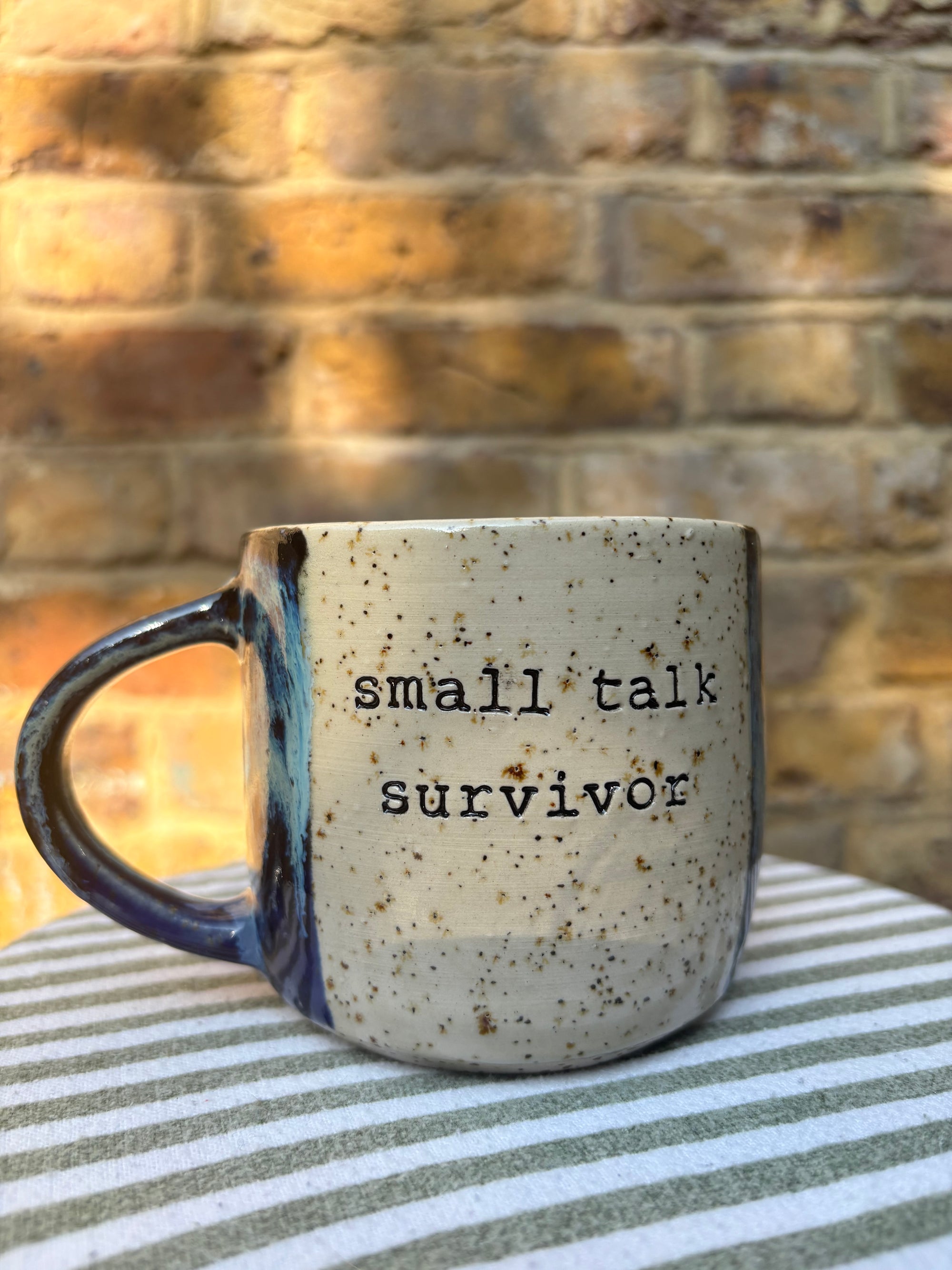 Small Talk Survivor mug (blue)