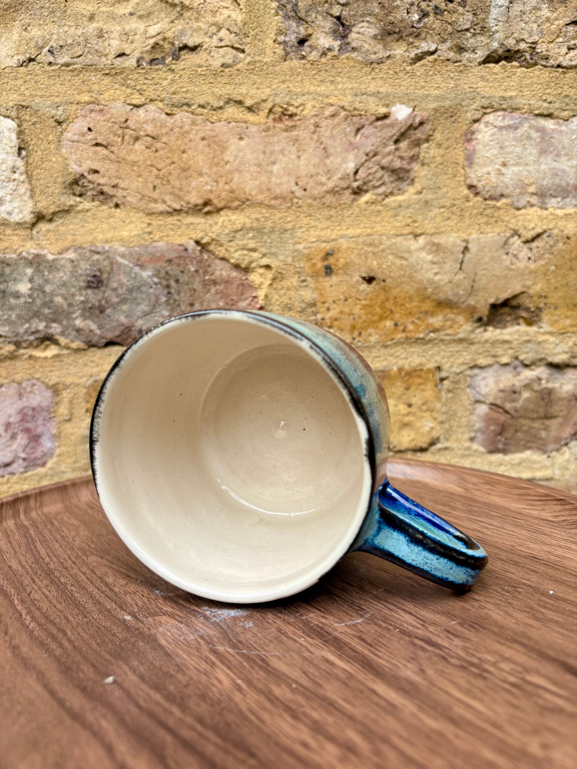 “woke up sexy as hell again” mug (blue shore)