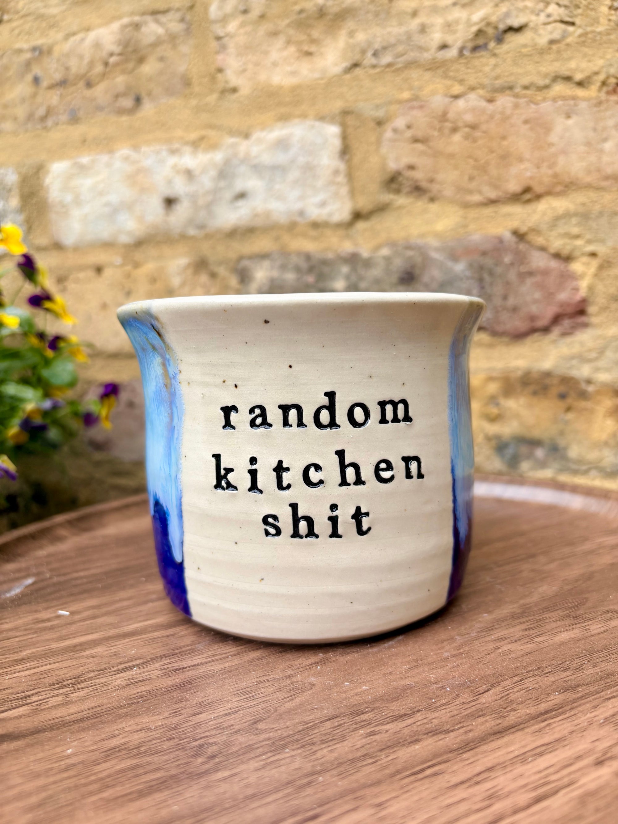 "random kitchen shit" utensil holder (blue)