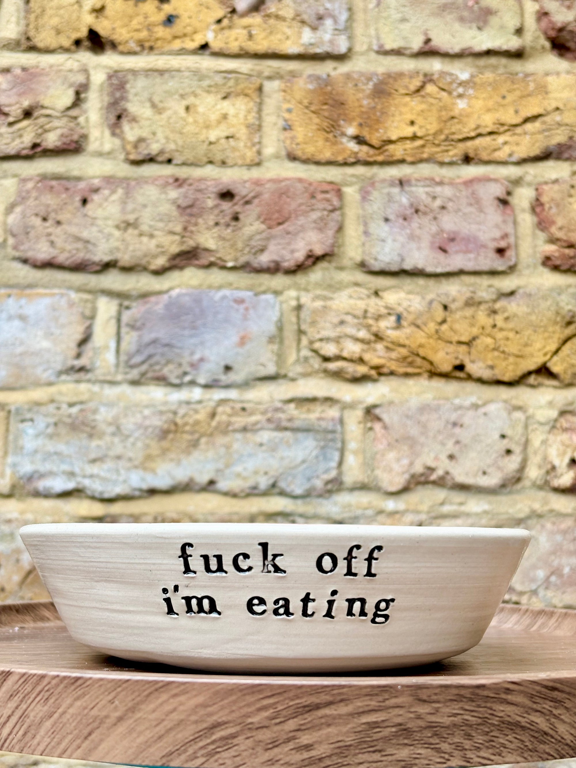 "fuck off, I'm eating" shallow bowl (pink)