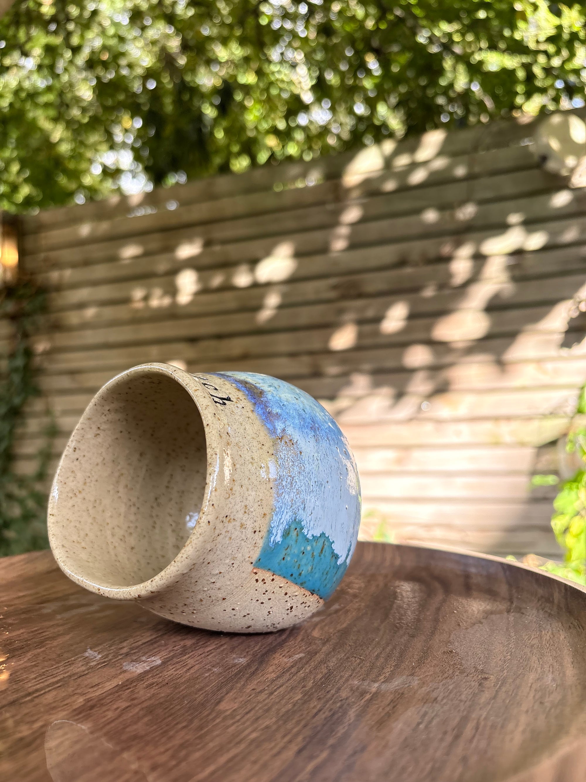 "salty bitch" salt pig (L, blue/turq, flecked clay)