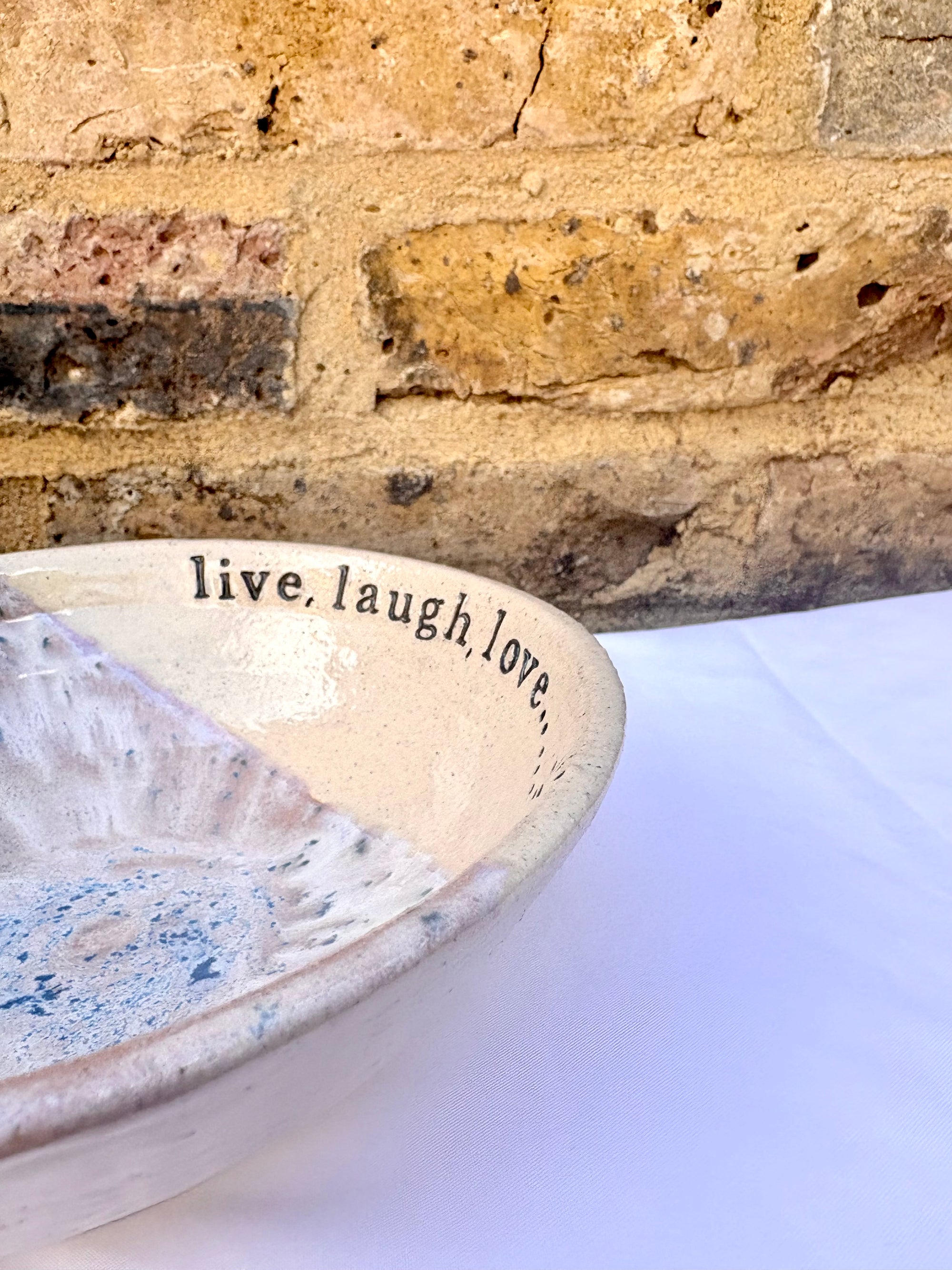 "live, laugh, love...or despair and die alone" bowl (Lilac Dream)