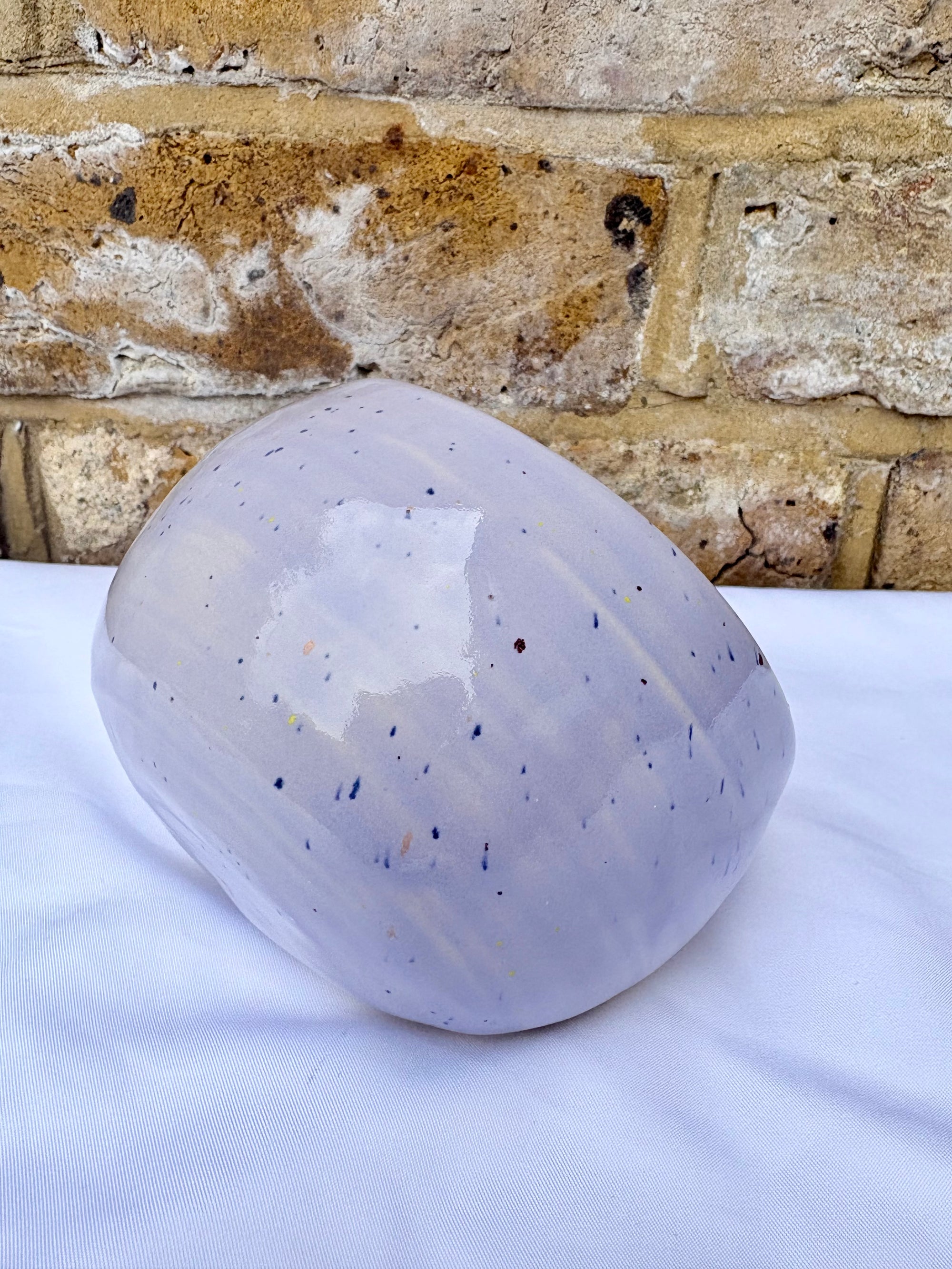 "I'm a salty piggy" Salt Pig (wheelthrown, lilac speckle glaze)