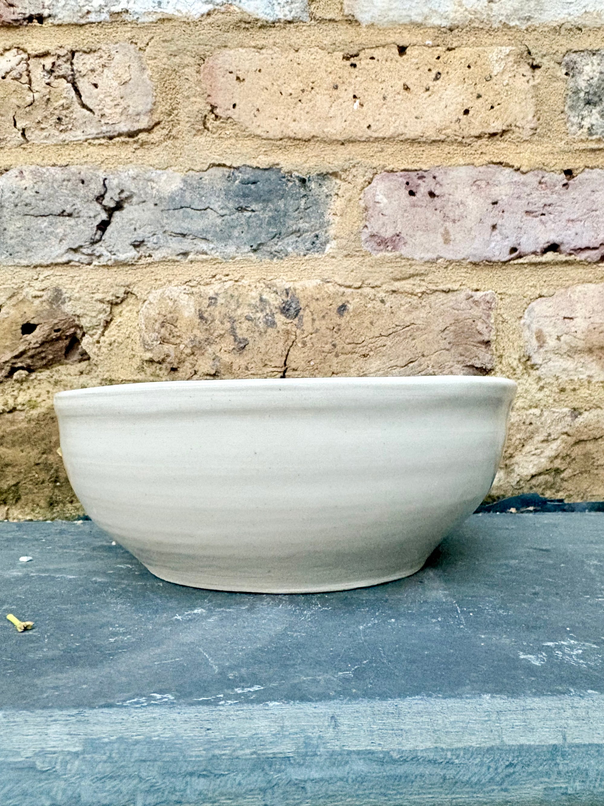 “eat, drink and fuck off by 9pm" round salad/pasta bowl (pink, cream clay)
