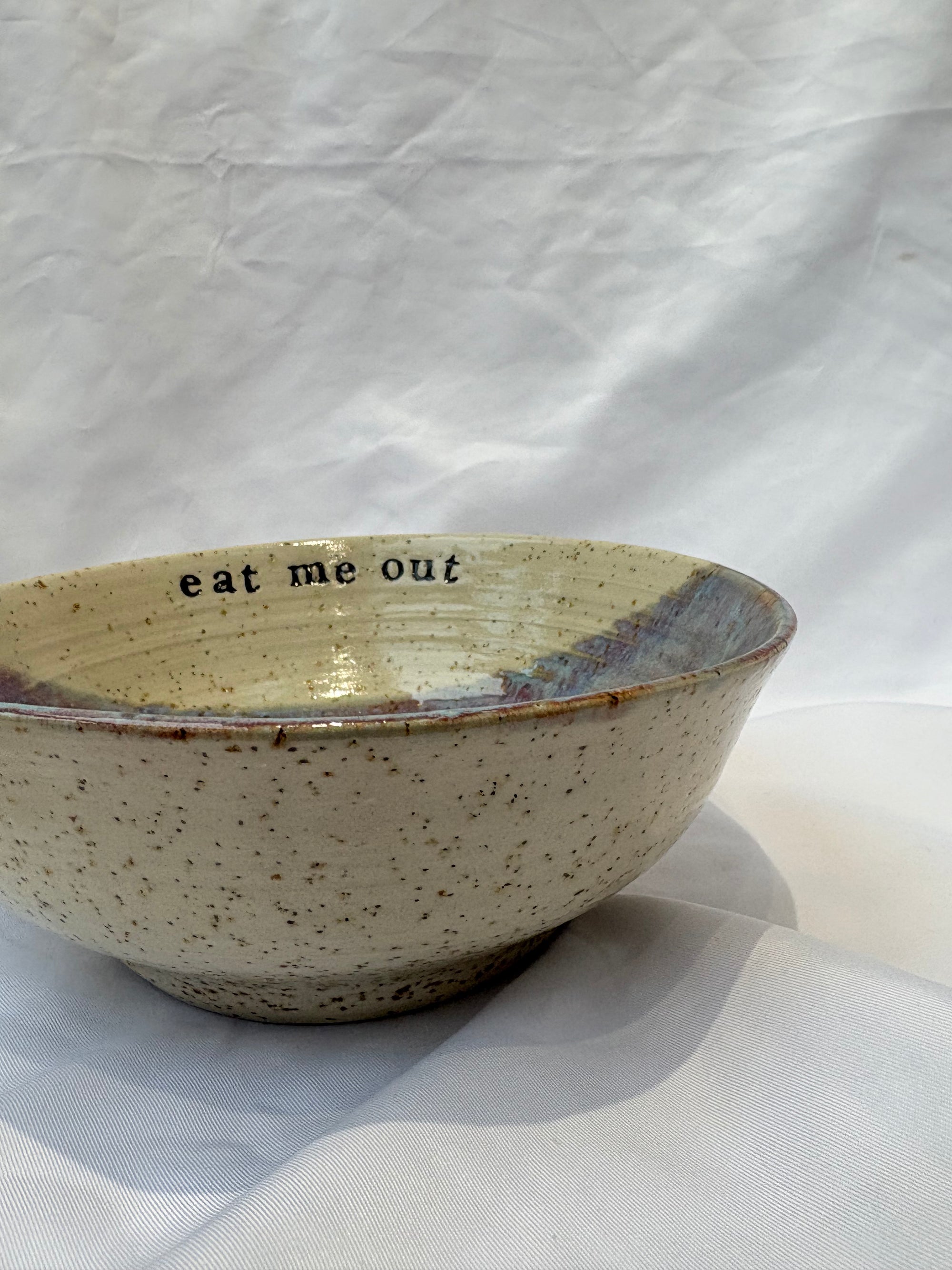 “eat me out" snack bowl (light blue sky)