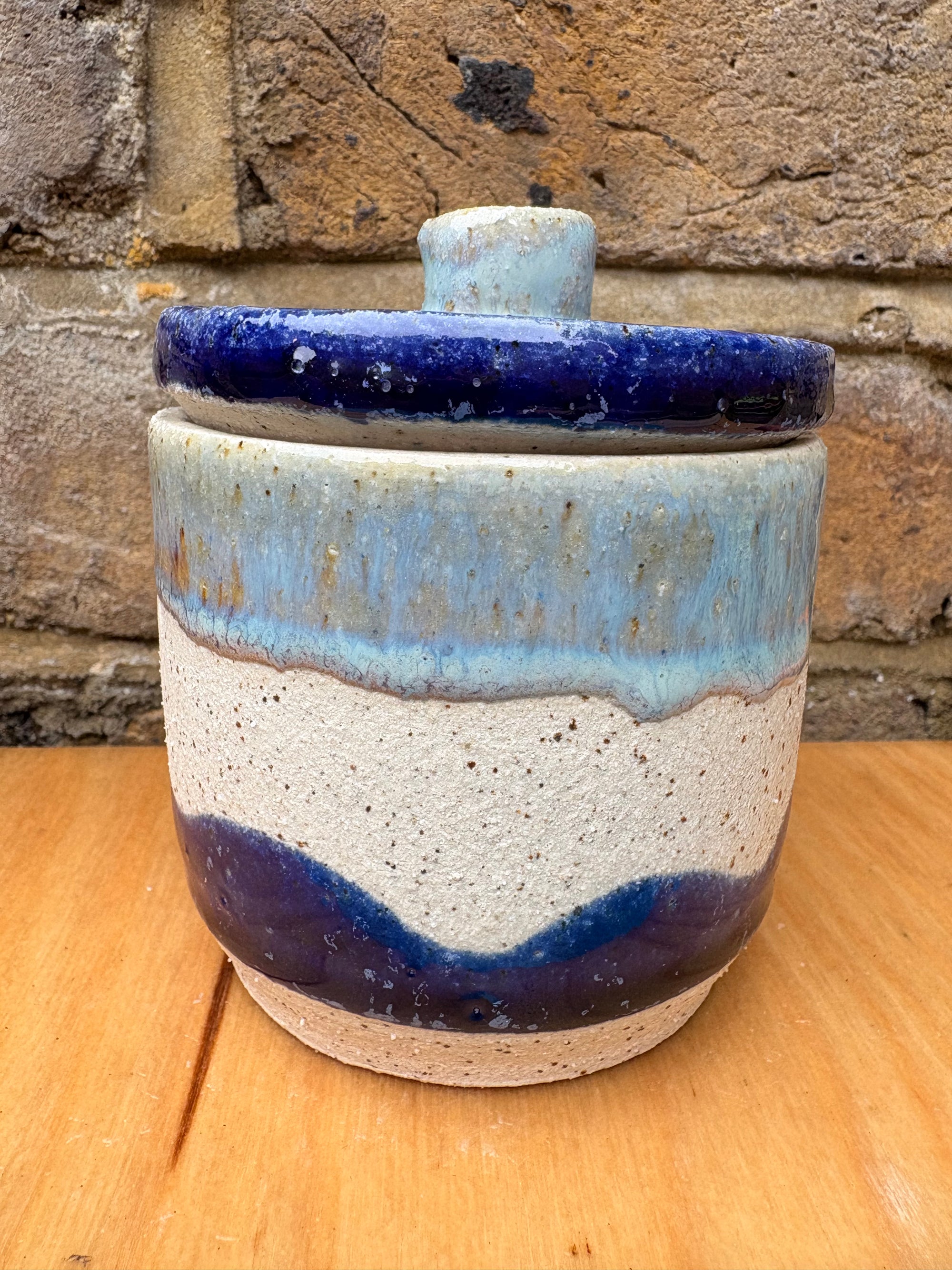 “stuff i should throw away" lidded pot (blue night sky)