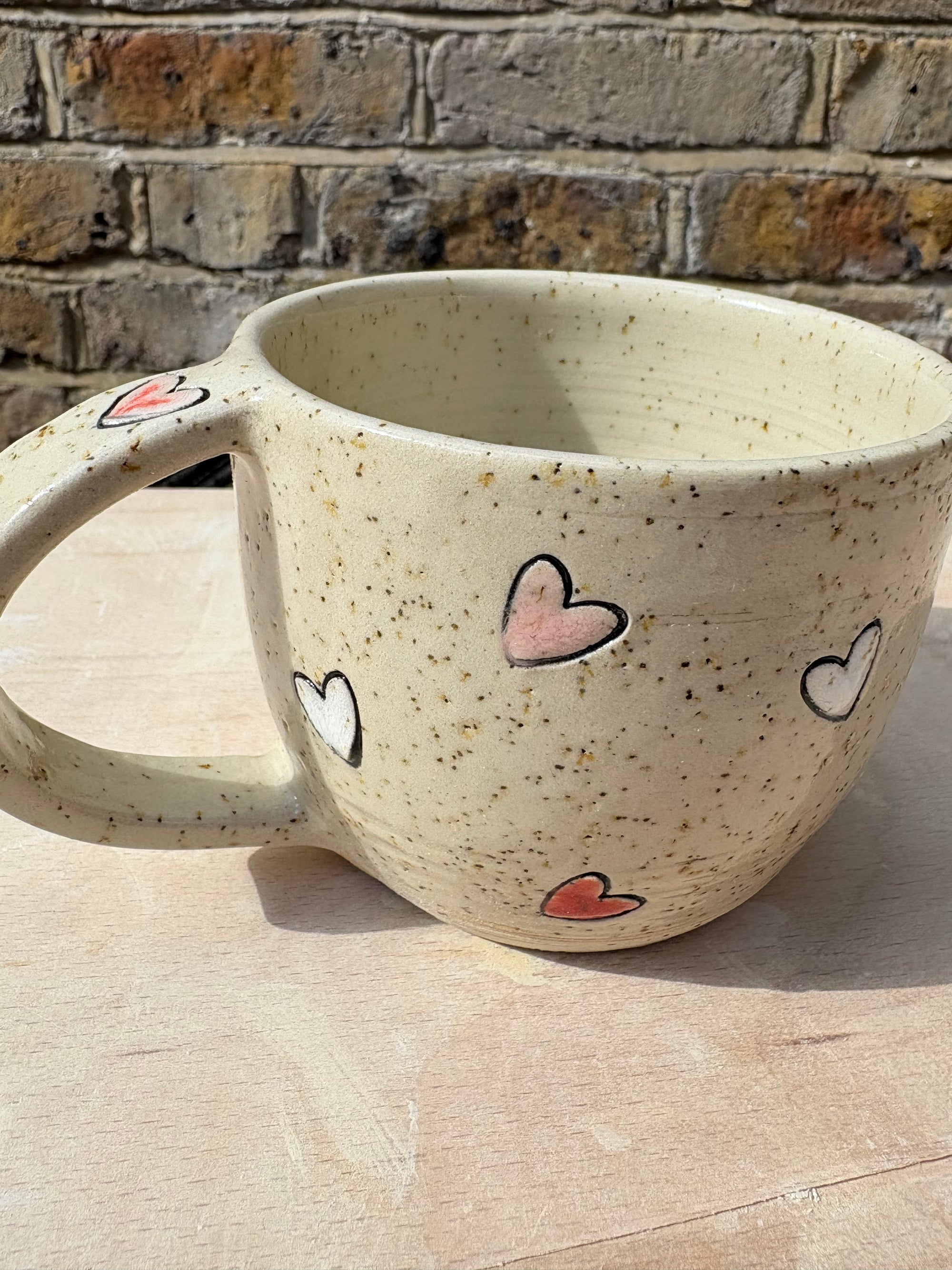 "fuck perfection" mug (pink/red hearts)