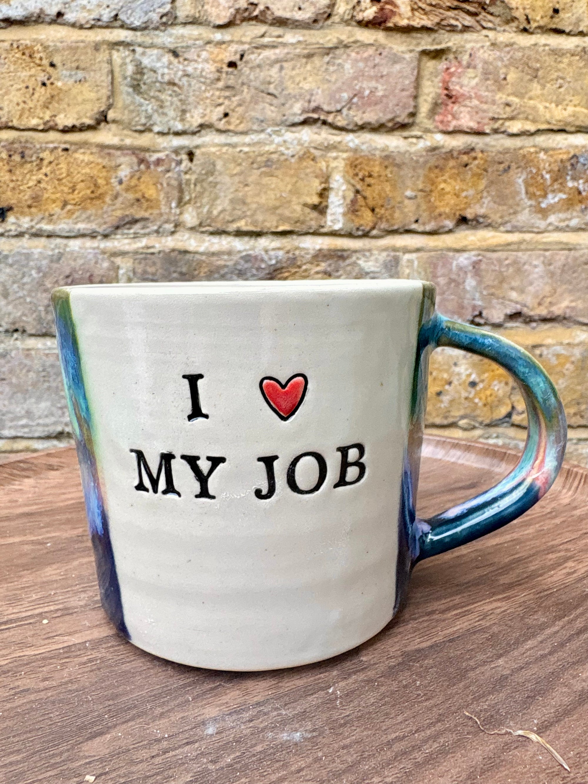 "I 🩷 my job” "FML" mug (left hander)