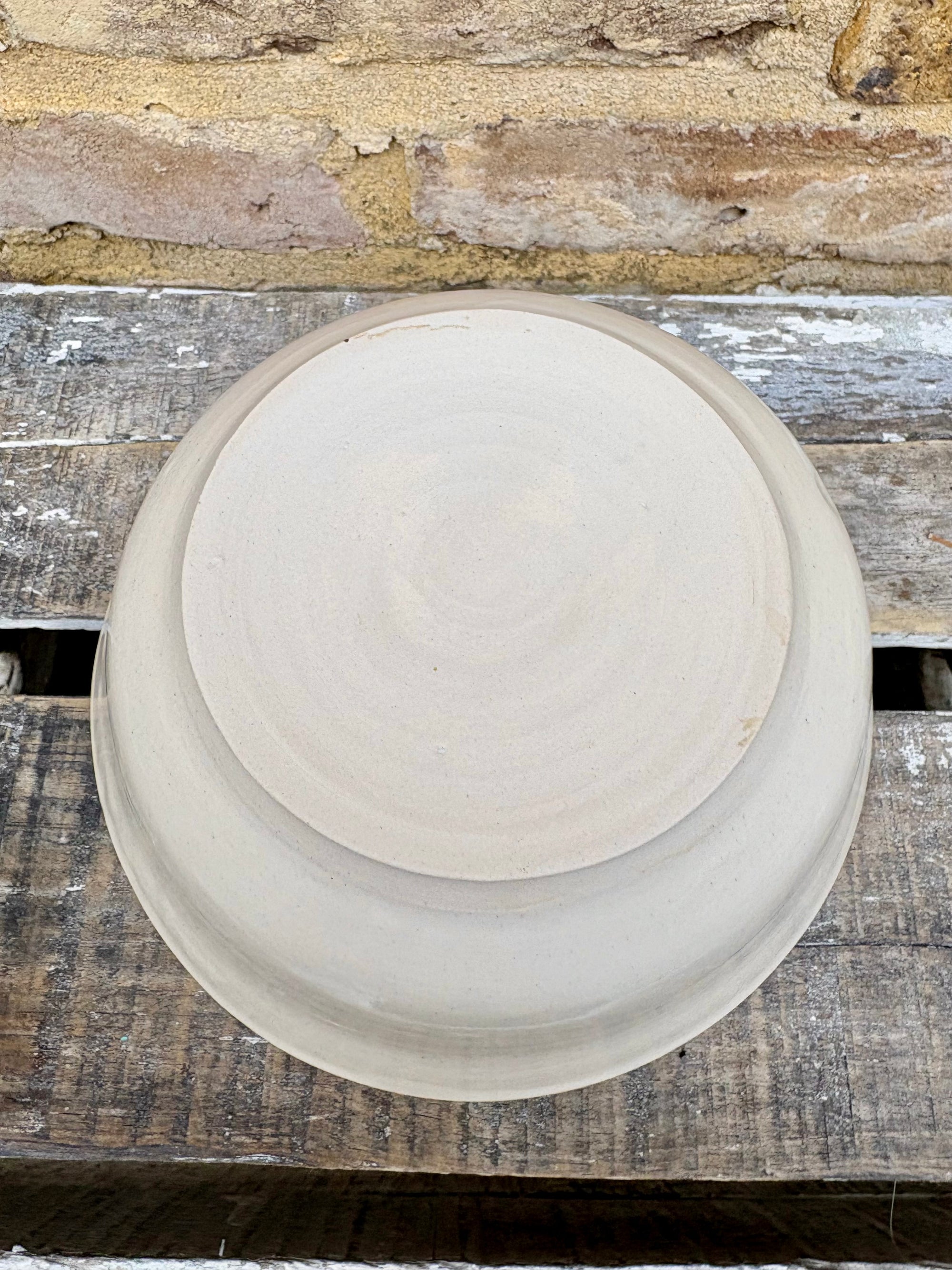 “eat, drink & fuck off by 9pm"  deep round salad/pasta bowl (pink, cream clay)