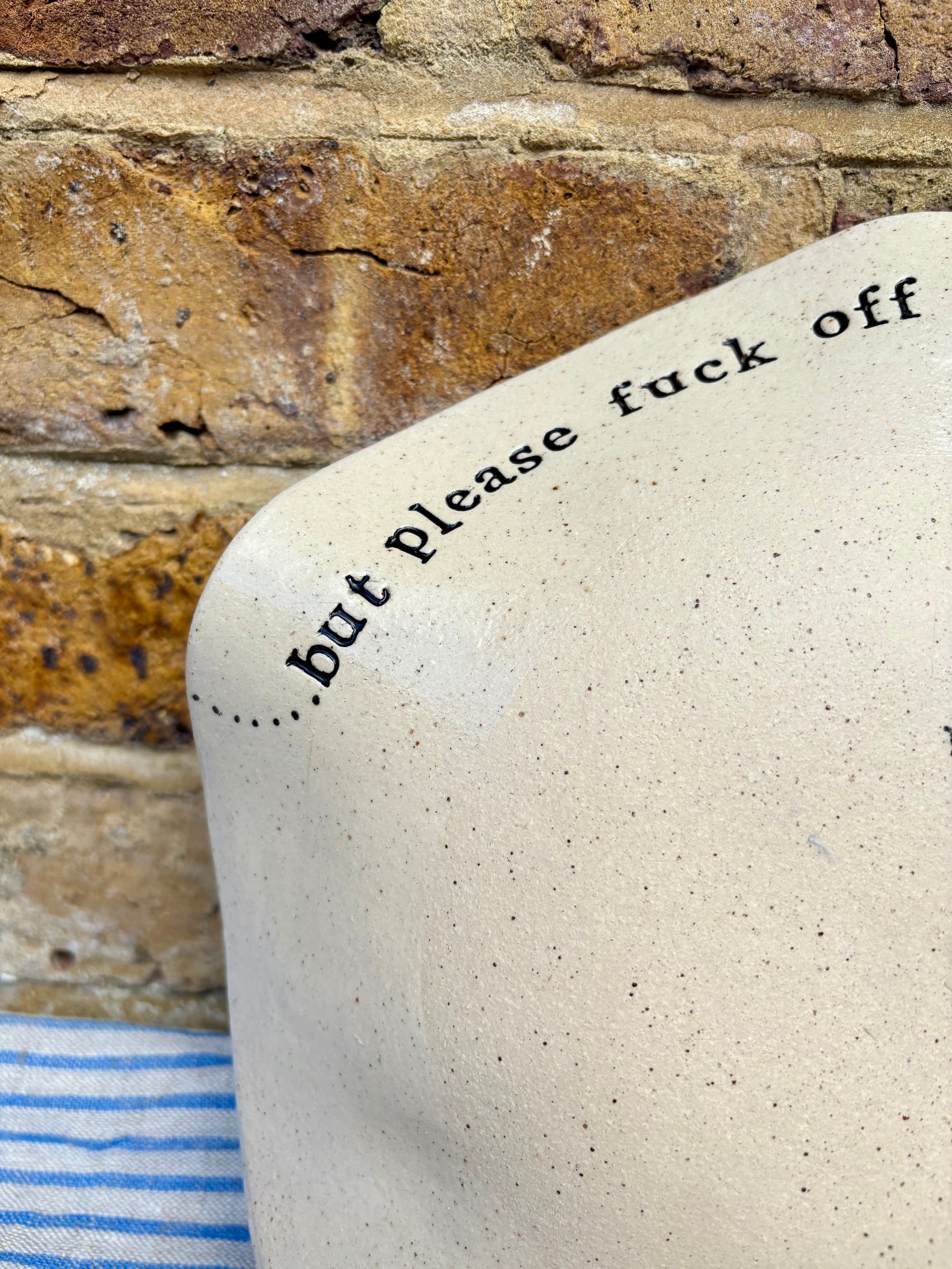 "good food, fine wine, great company..." serving dish