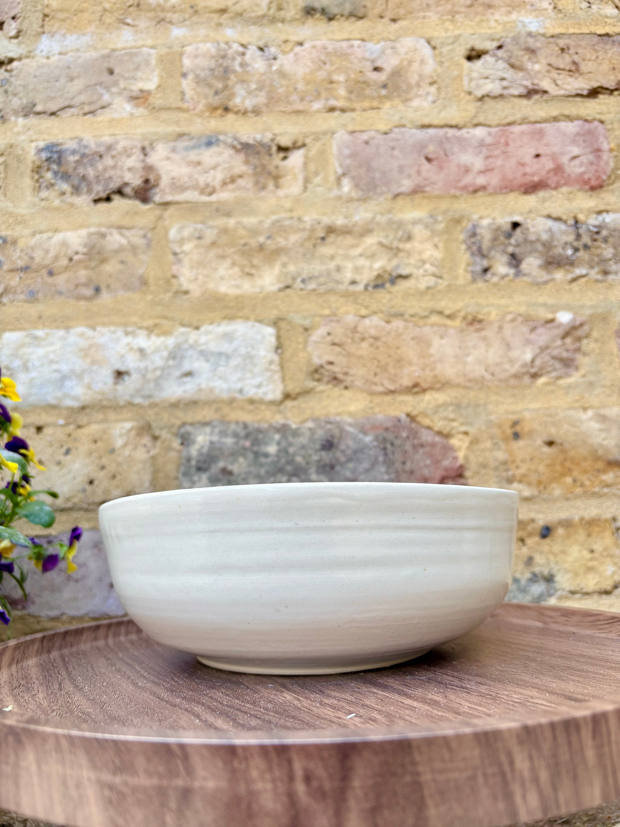 “eat, drink and fuck off by 9pm" round salad/pasta bowl (pink, cream clay, second)