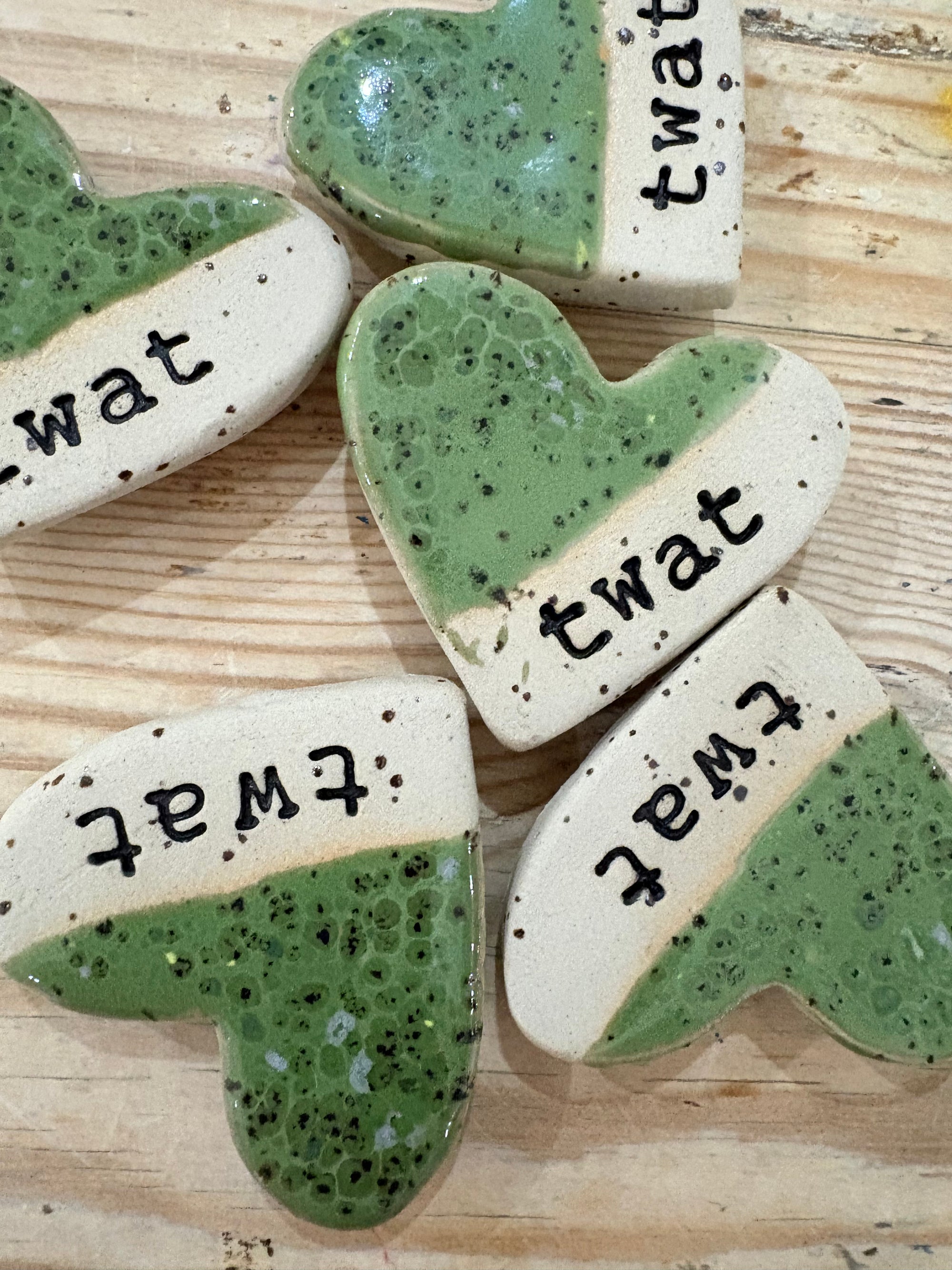 Twat Magnet Set (5 small heart shaped magnets)