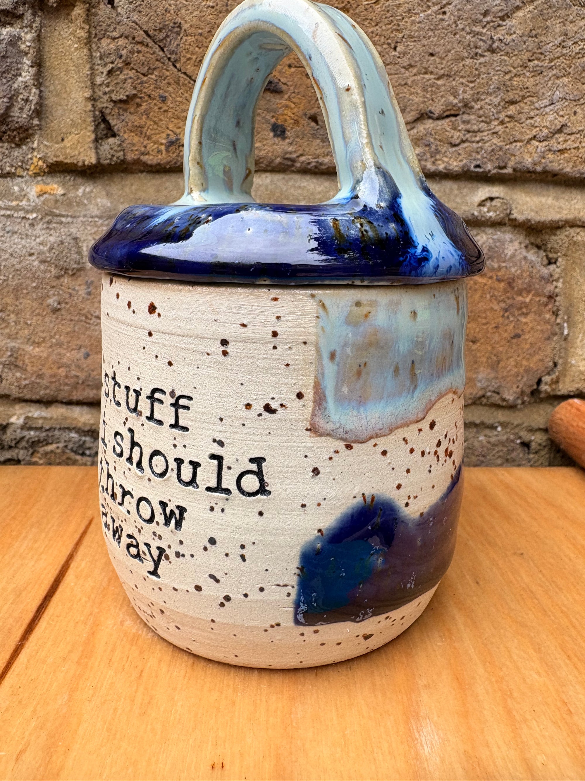 “stuff i should throw away" lidded pot (blue night sky)