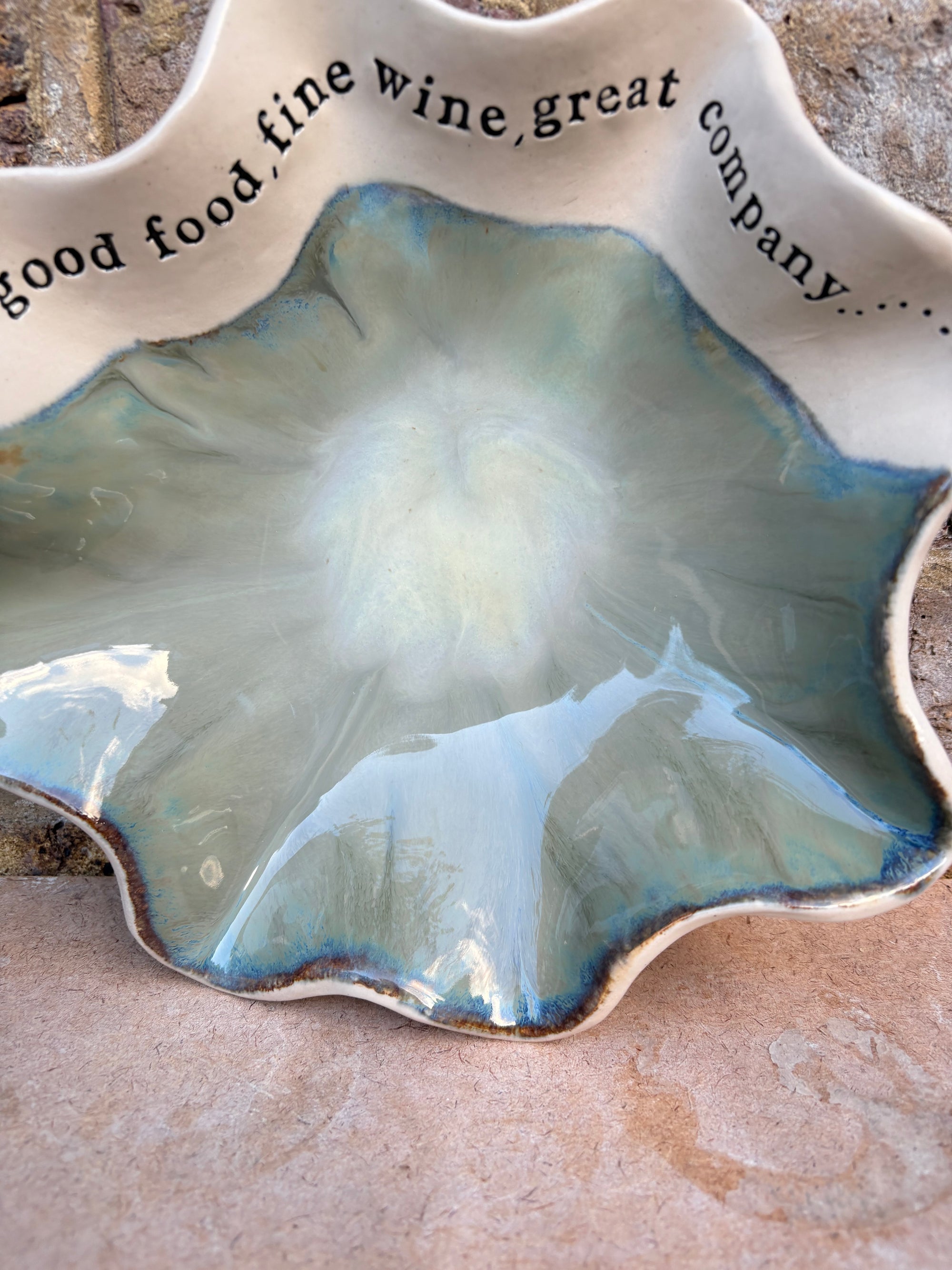 "good food, fine wine, good company..." dish (Sage)