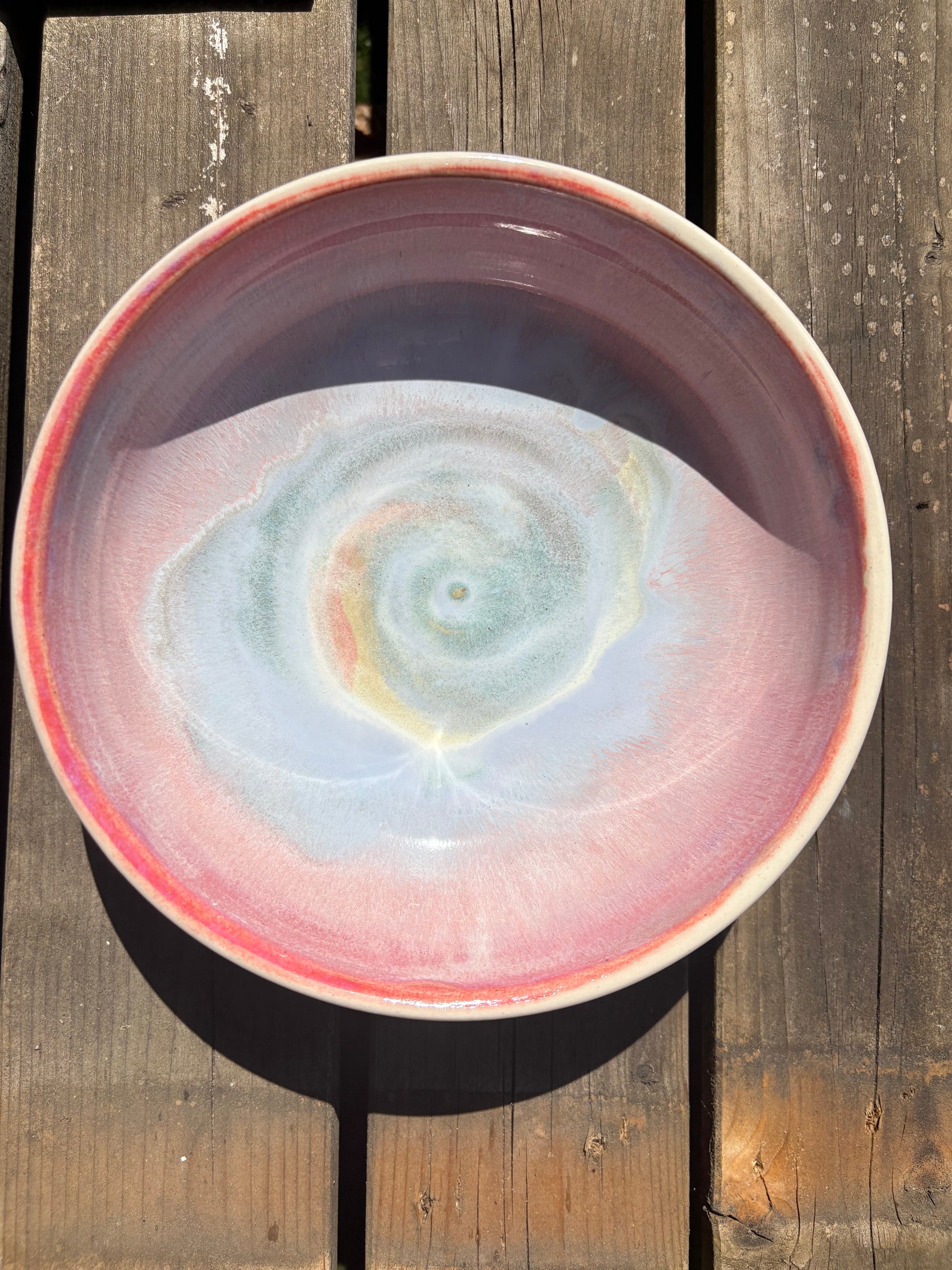 “fuck off i'm eating"  round salad/pasta bowl (pastels, cream clay)