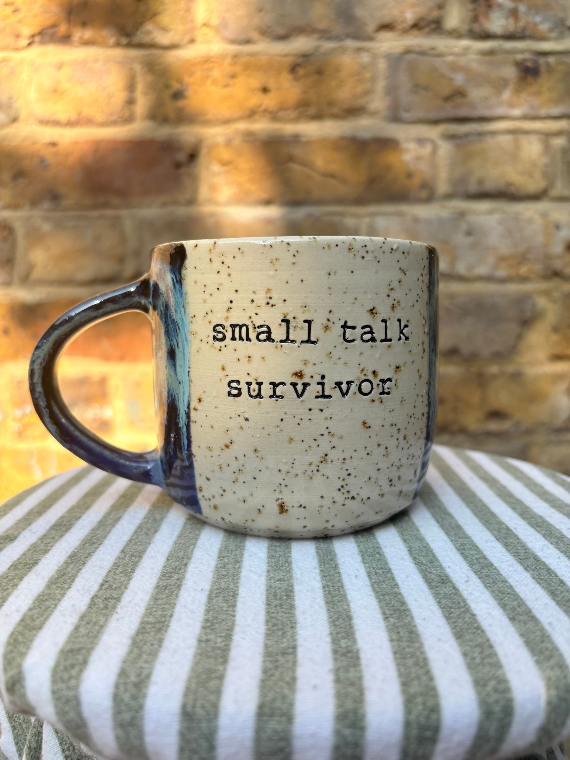 Small Talk Survivor mug (blue)