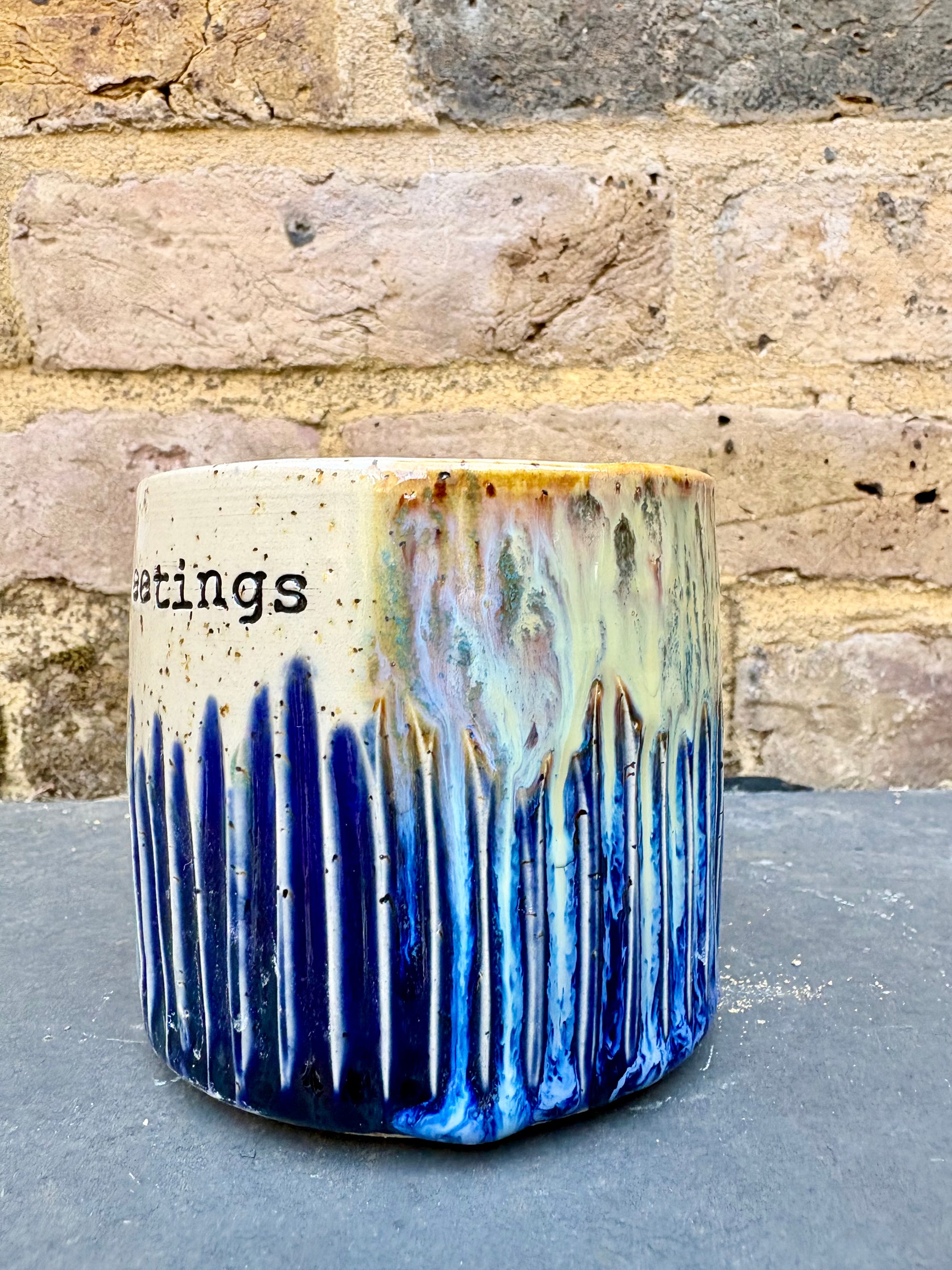“I 💙 meetings” “everyone else is a grade A cunt" mug (blue/green)
