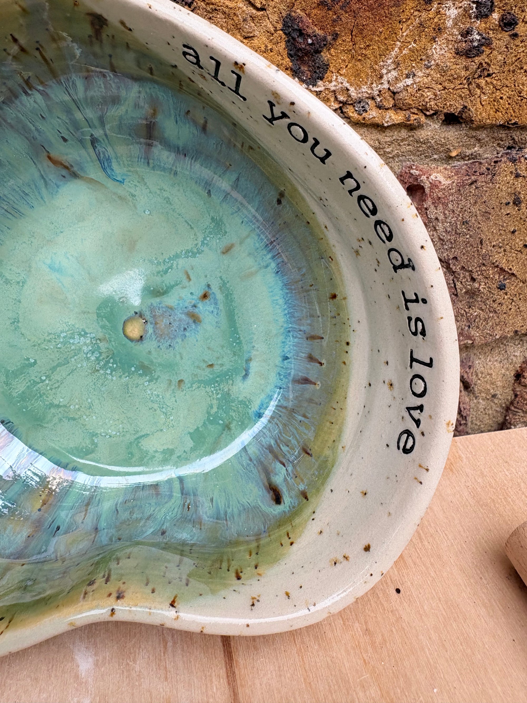 "all you need is love" snack bowl (green dream)