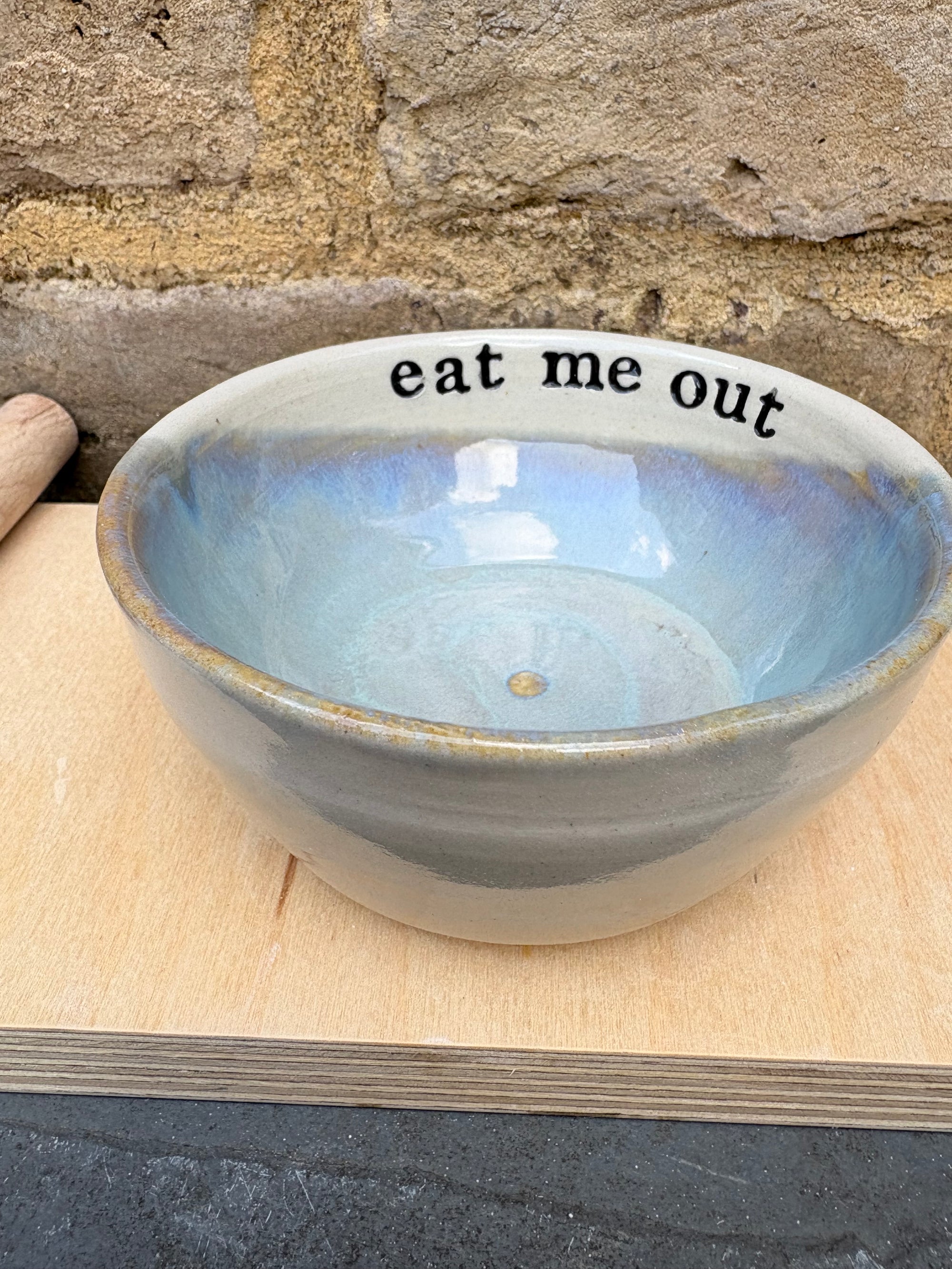 "eat me out" snack bowl (light blue sky)