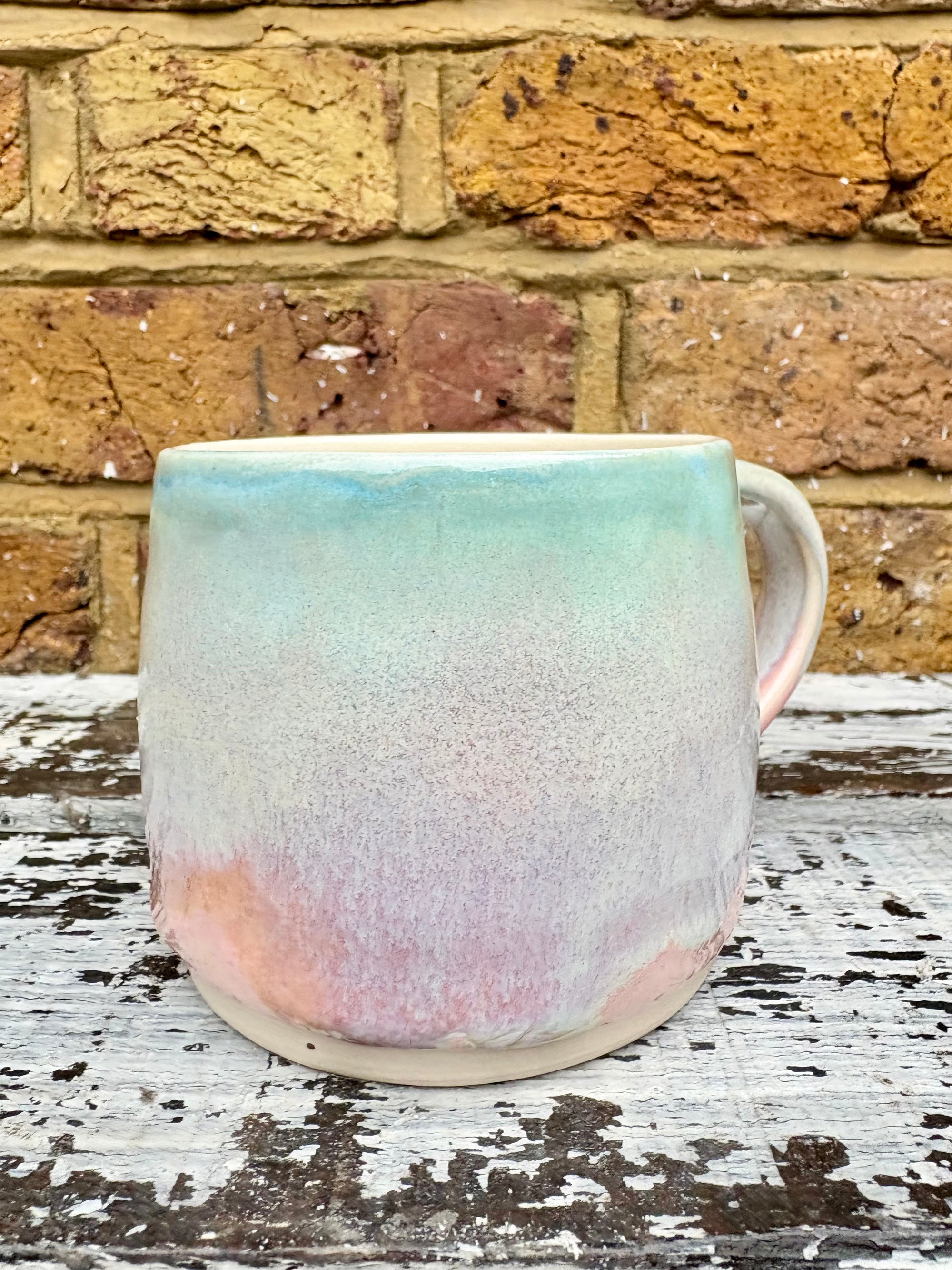 "if you can read this, you're too close" mug (Pink Skies)