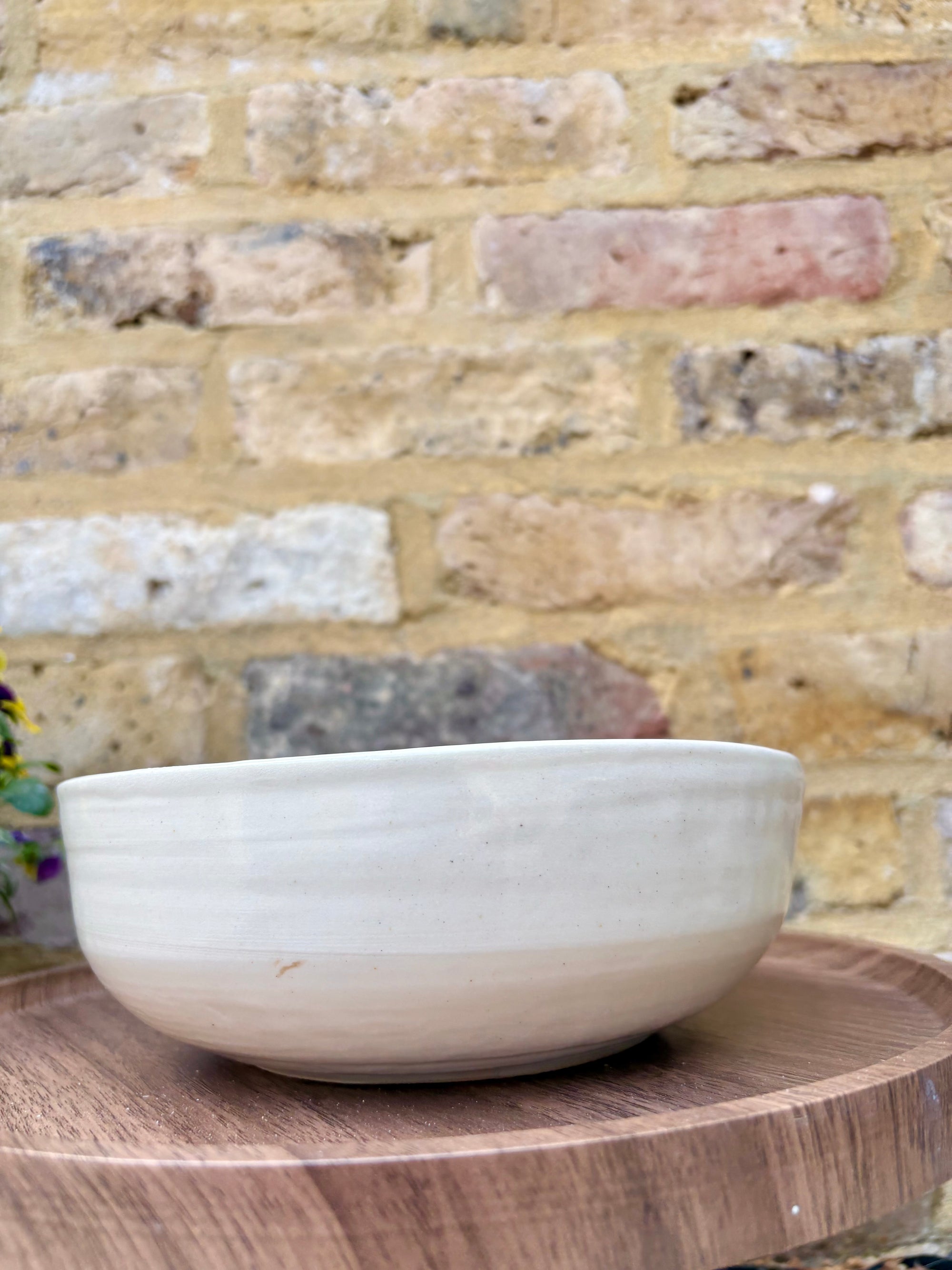 “eat, drink and fuck off by 9pm" round salad/pasta bowl (pink, cream clay, second)