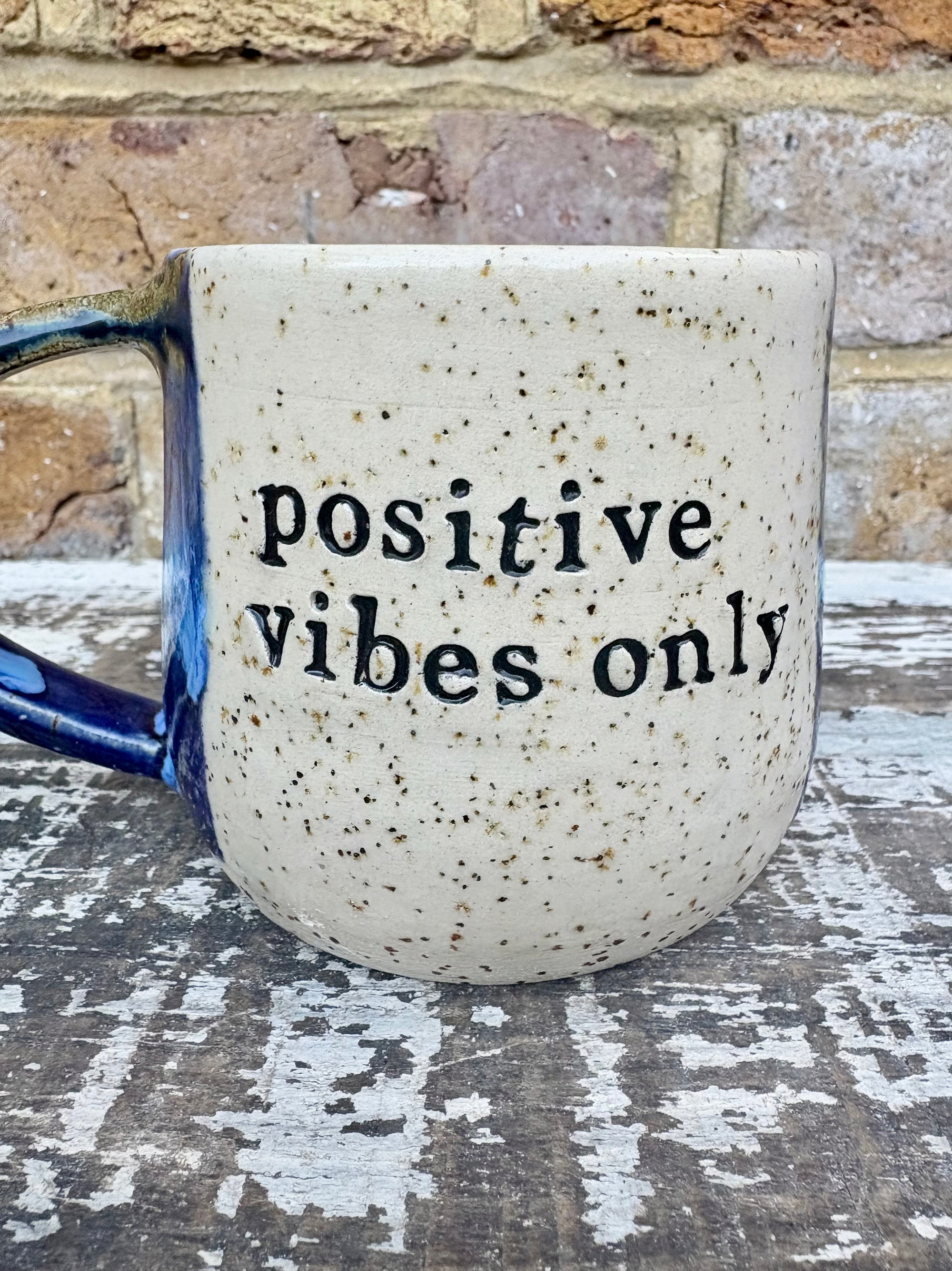 "positive vibes only" "fuck off" mug