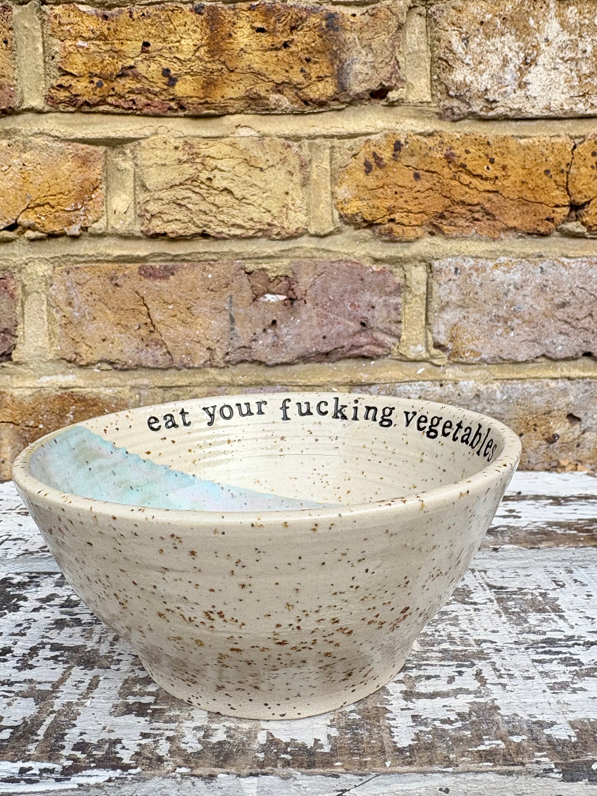 “eat your fucking vegetables" serving dish