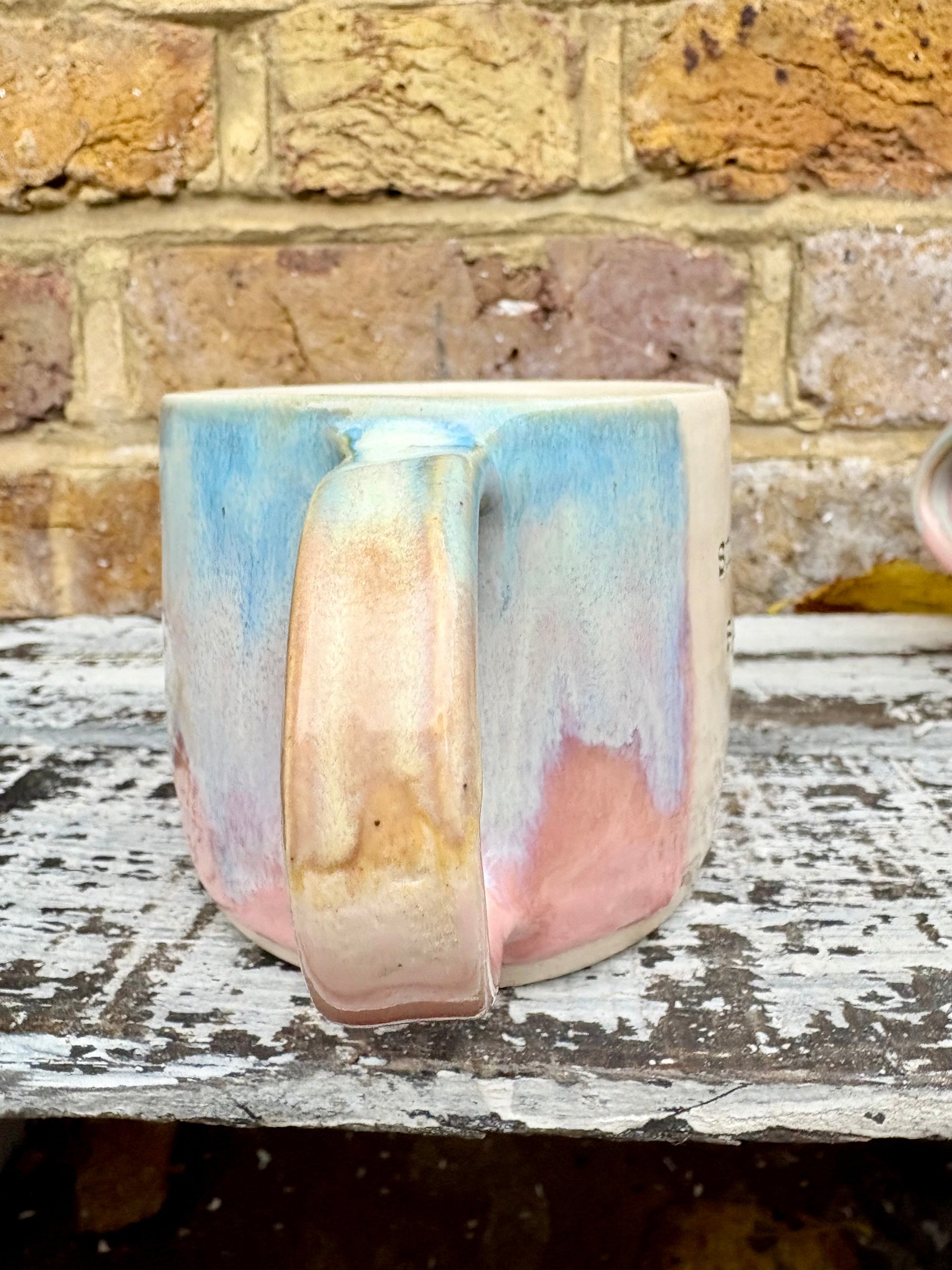 Small Talk Survivor mug (pinks and blue)