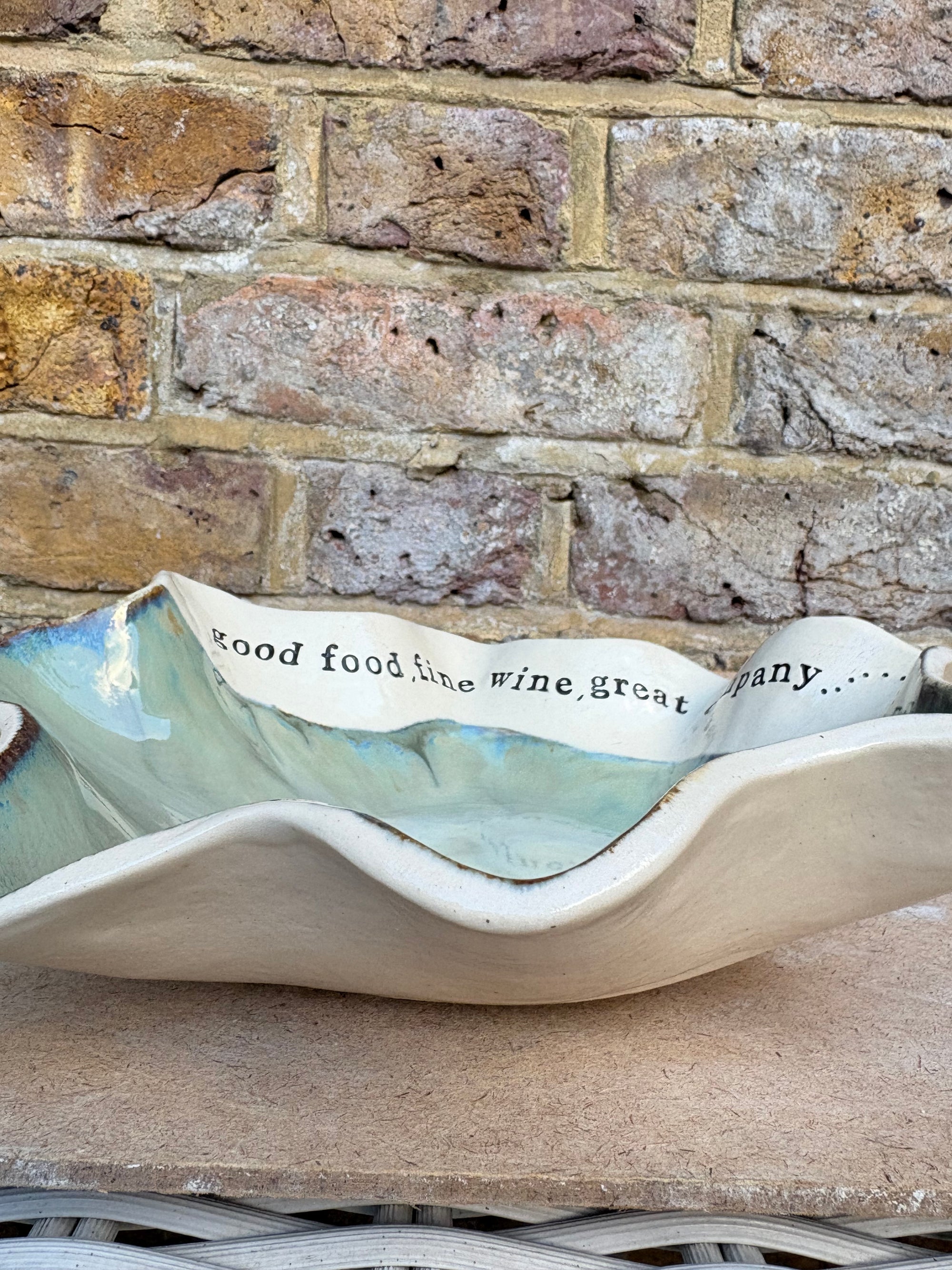 "good food, fine wine, good company..." dish (Sage)