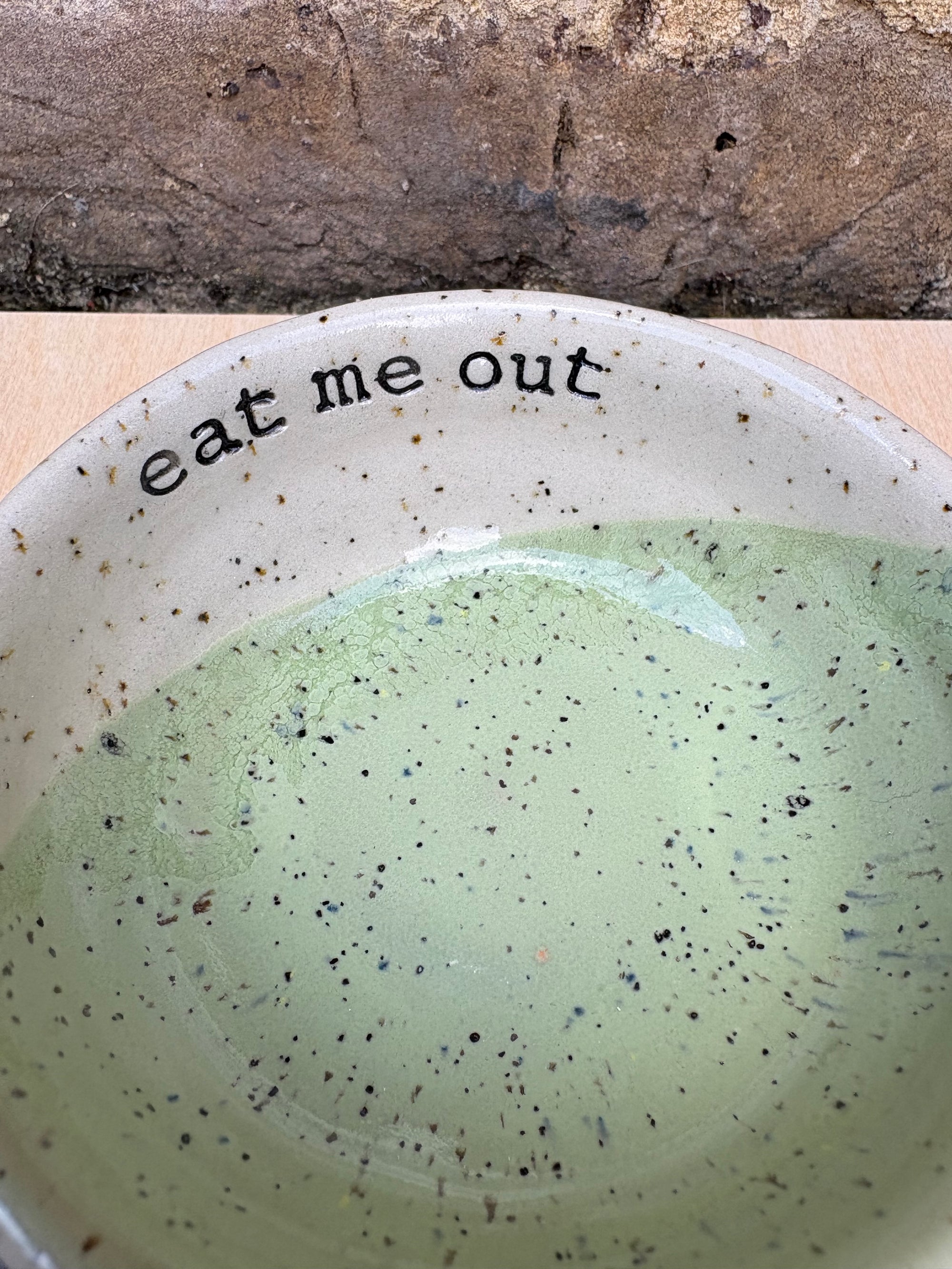 "eat me out" snack bowl (mint glaze)