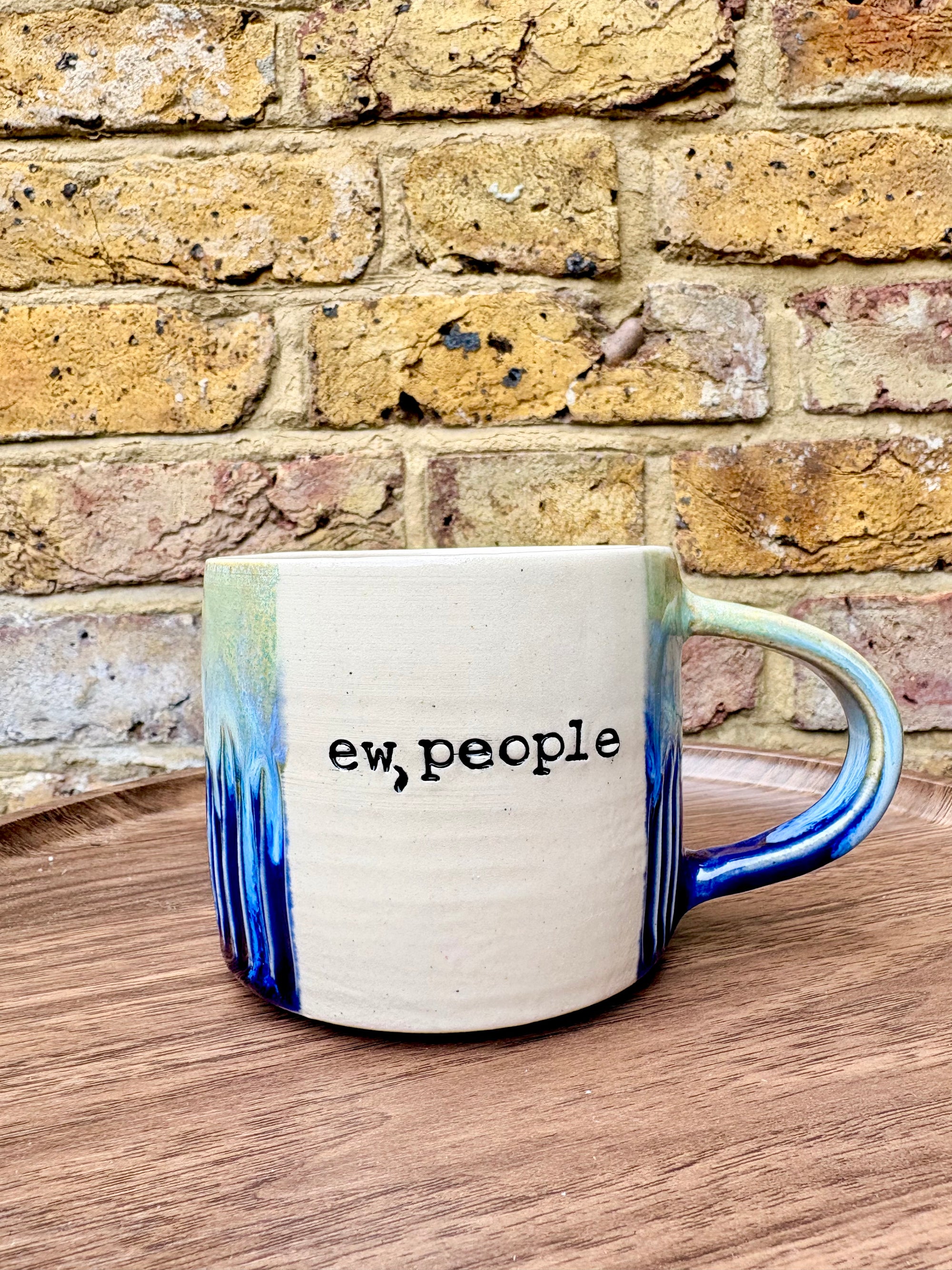 "ew people" mug (280ml, blue/green)