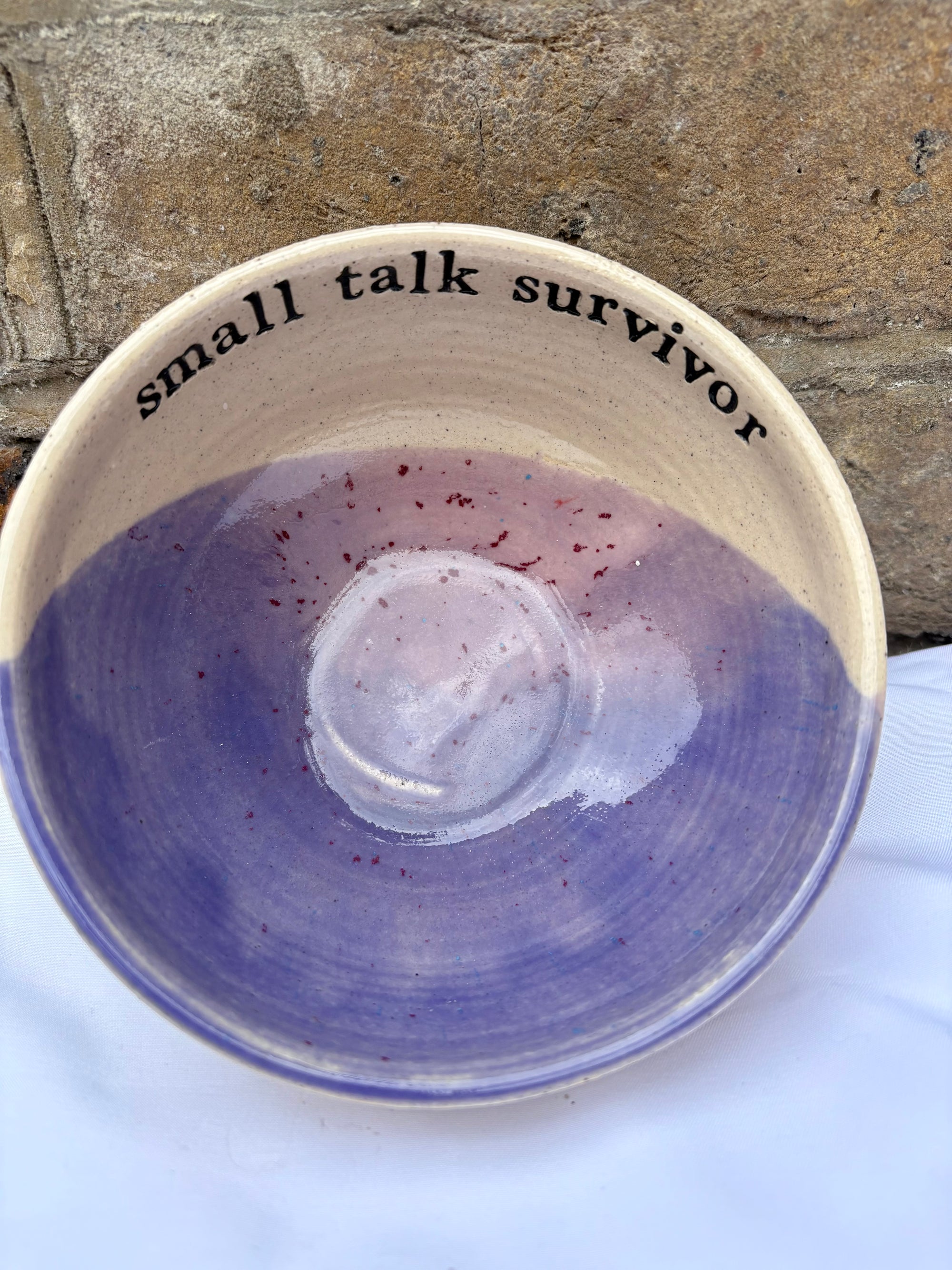 “small talk survivor" bowl (Lavender Sky)