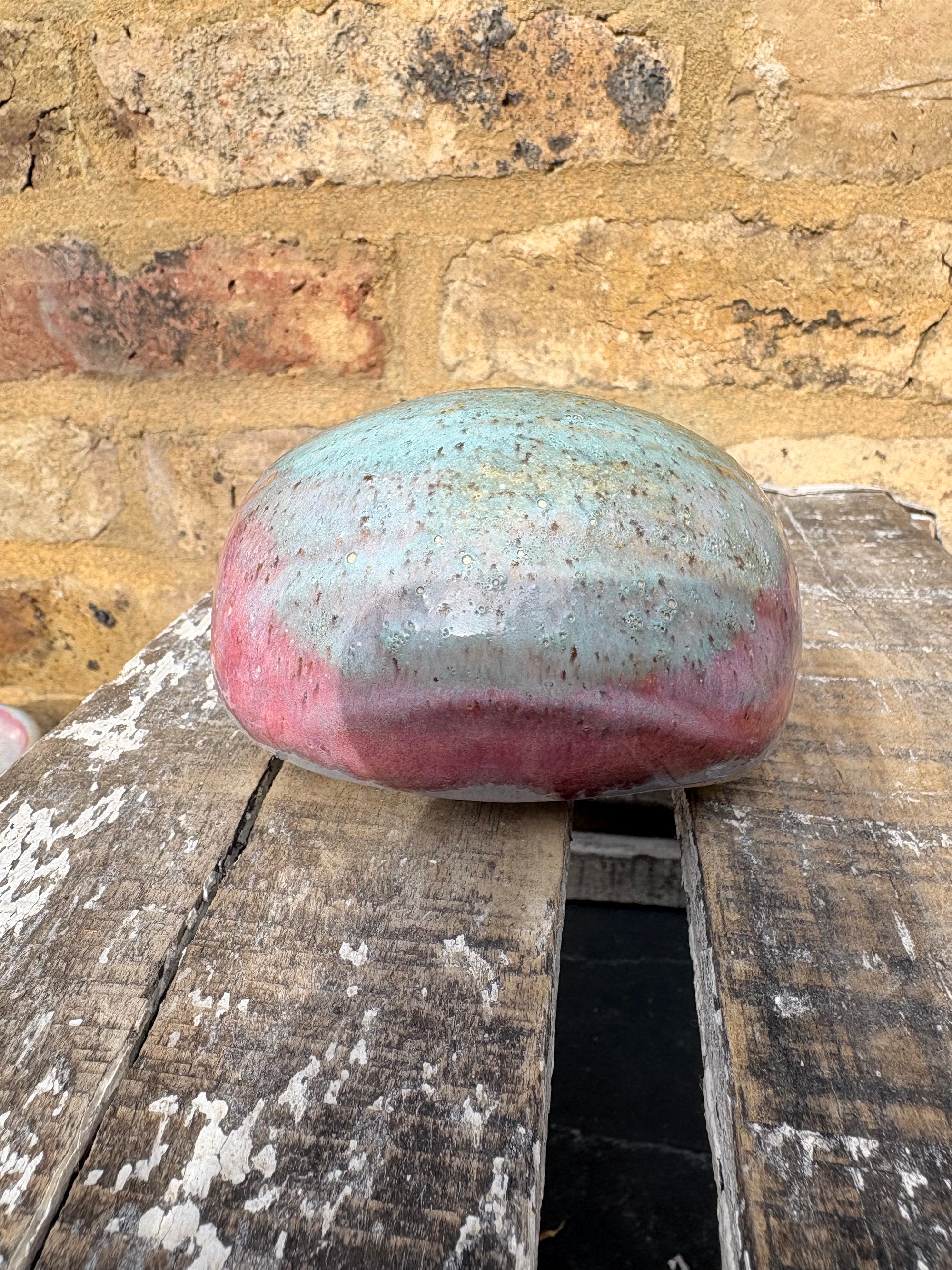 "salty bitch" table salt pig/ pinch pot (turquoise/pink)