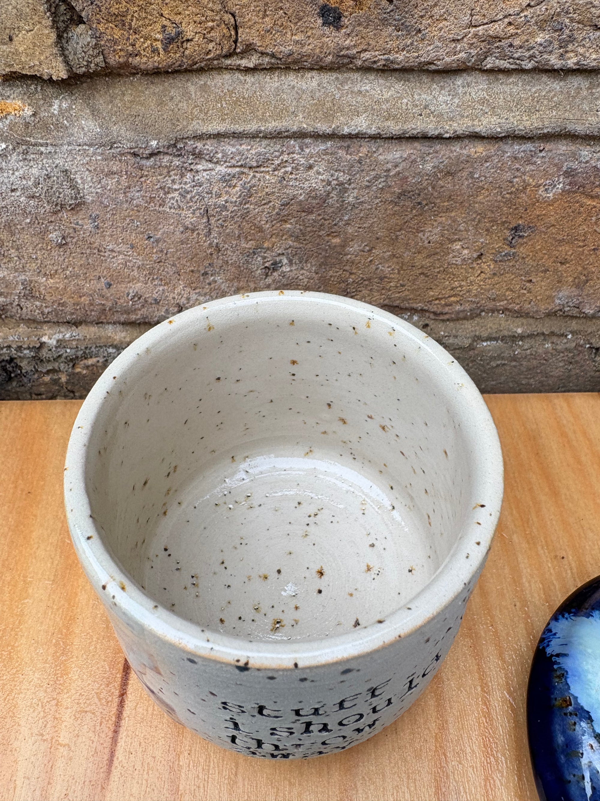 “stuff i should throw away" lidded pot (blue night sky)
