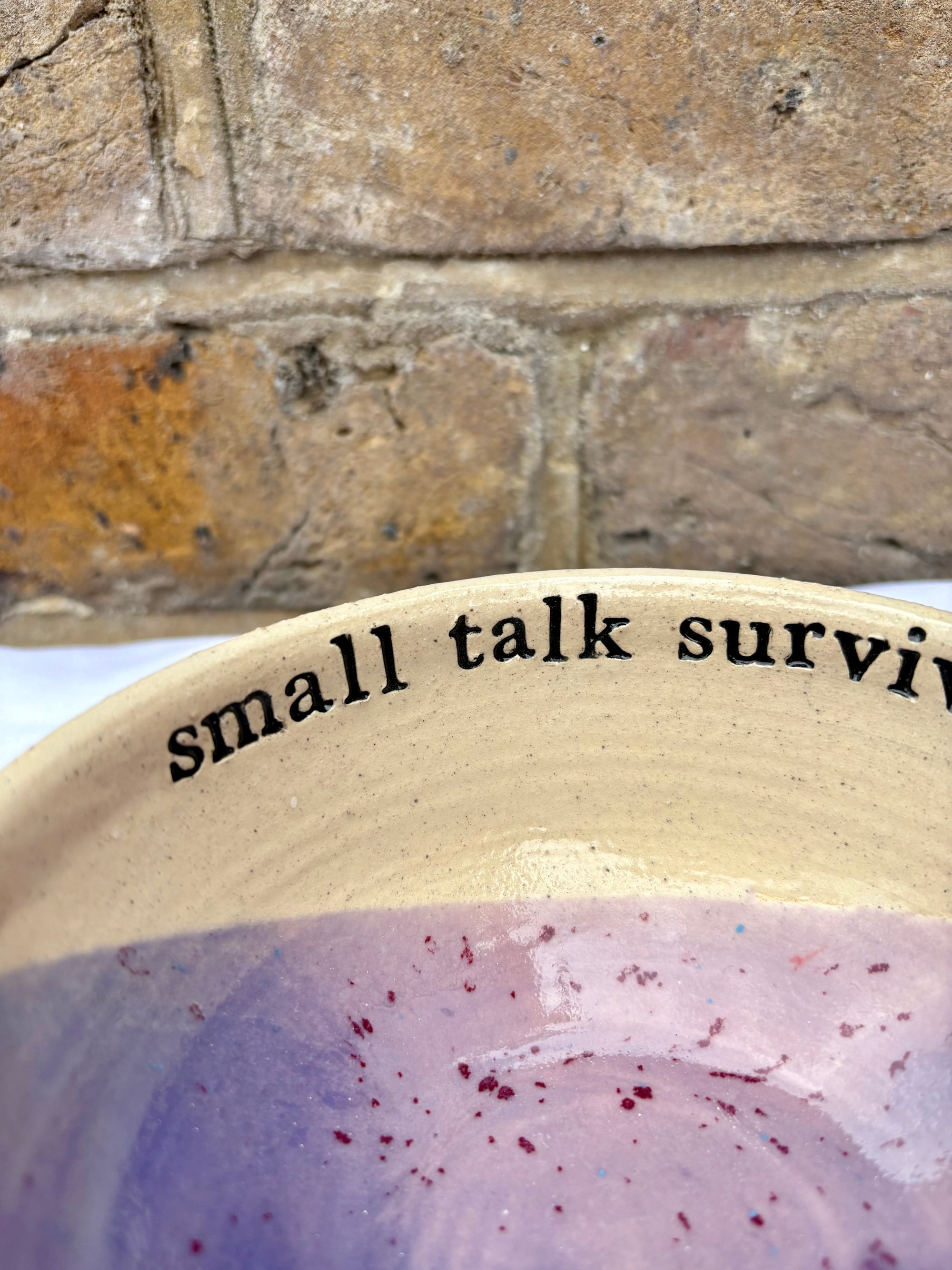 “small talk survivor" bowl (Lavender Sky)