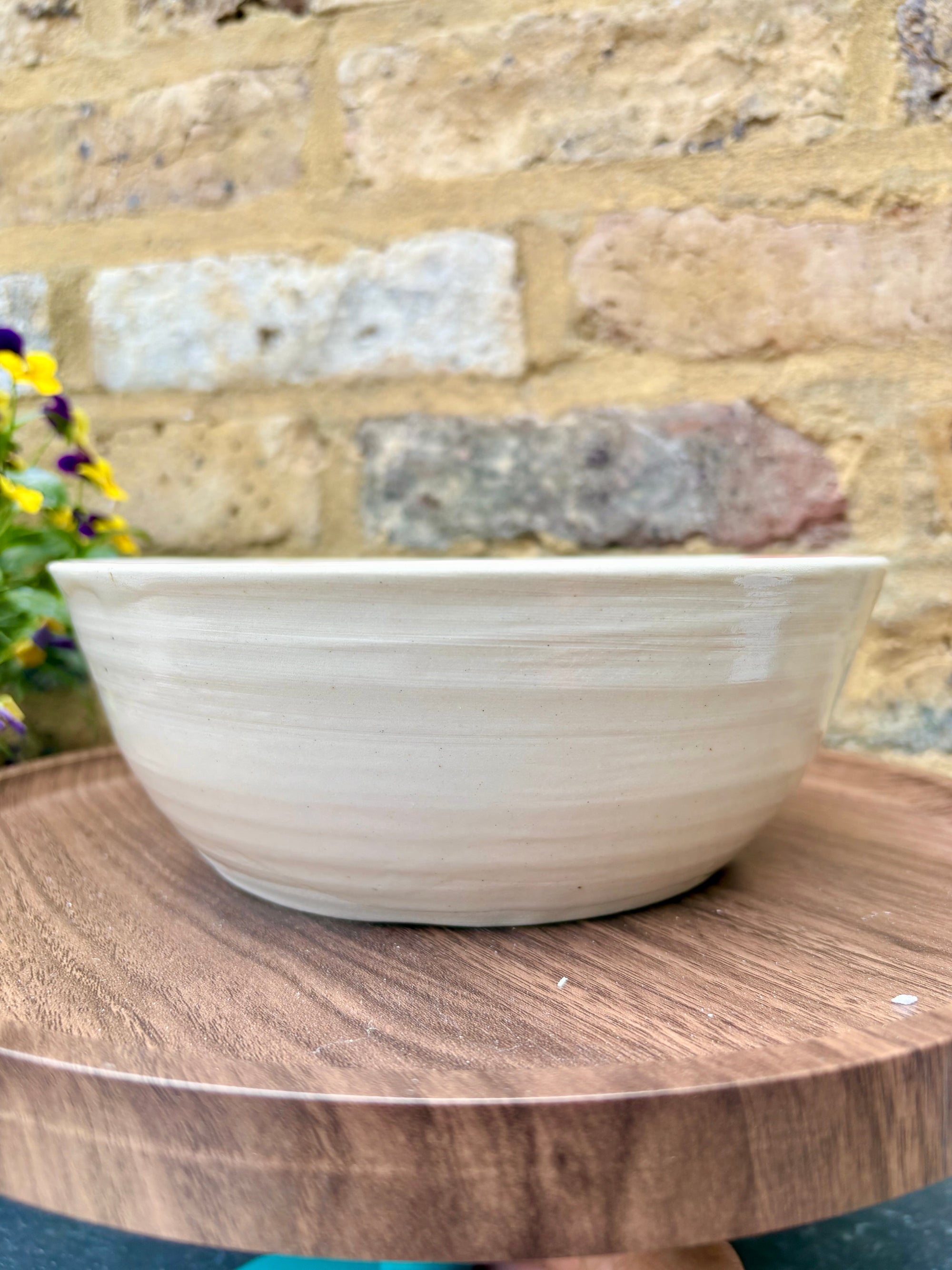 “eat, drink and fuck off by 9pm" round salad/pasta bowl (pink, cream clay, second)